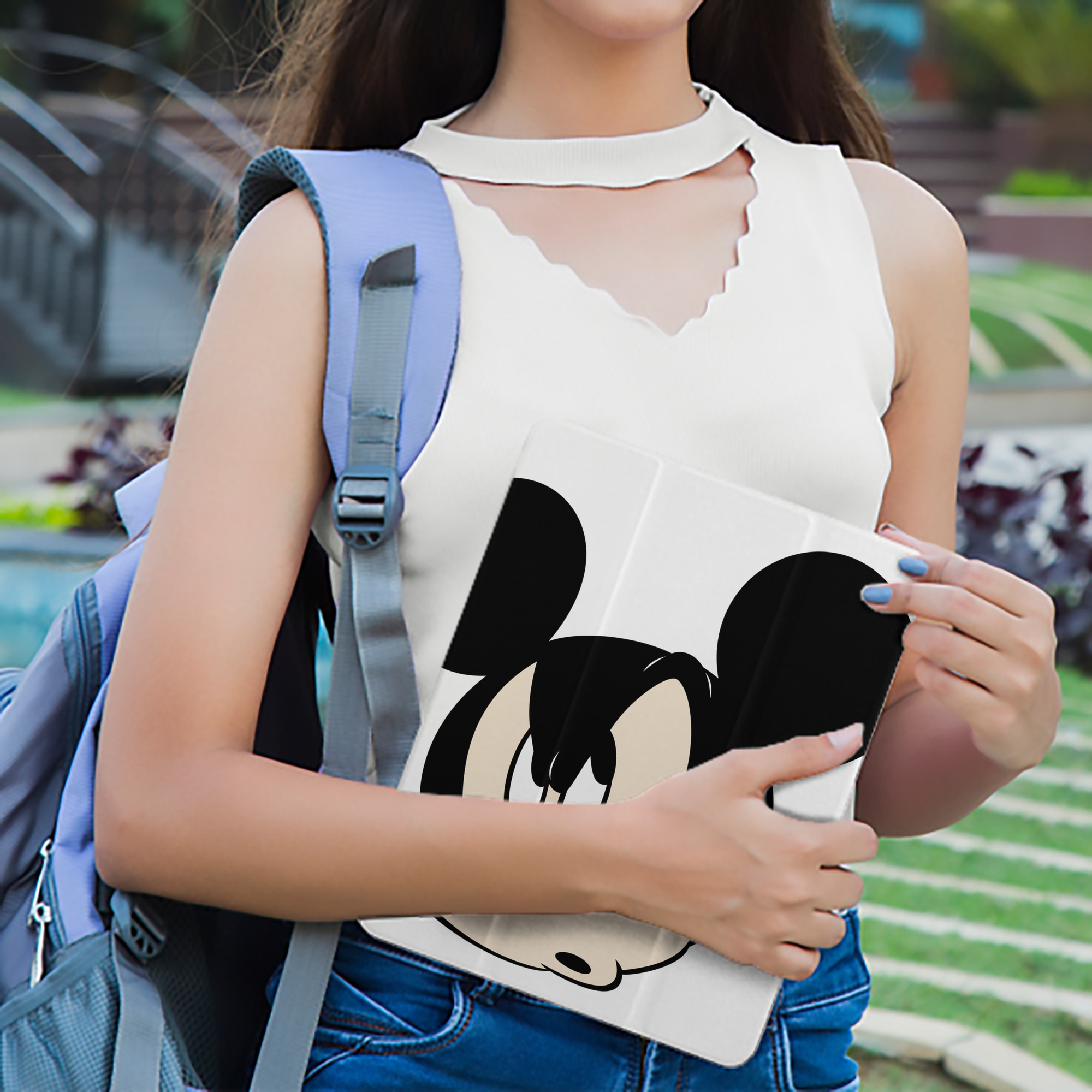 ミッキーマウス Mickey Mouse IPad ケース ペン収納付き 三つ折りスタンド PUレザー×シリコン 対応機種9.5/10.5/10.9インチ