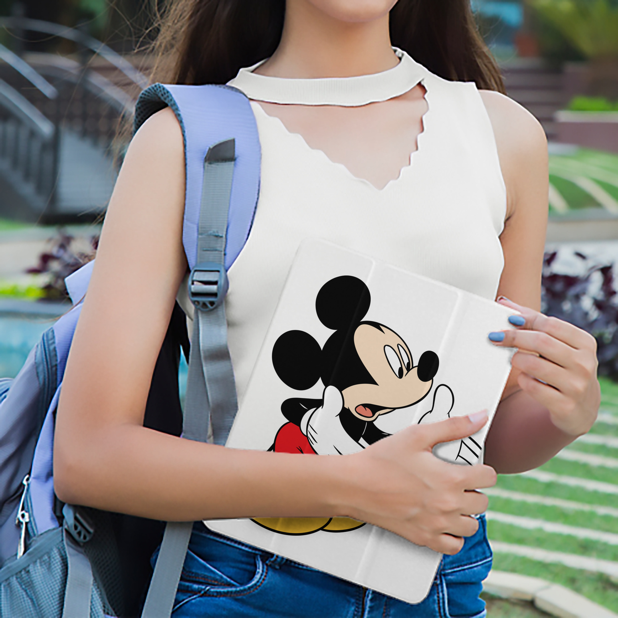 ミッキーマウス Mickey Mouse IPad ケース ペン収納付き 三つ折りスタンド PUレザー×シリコン 対応機種9.5/10.5/10.9インチ