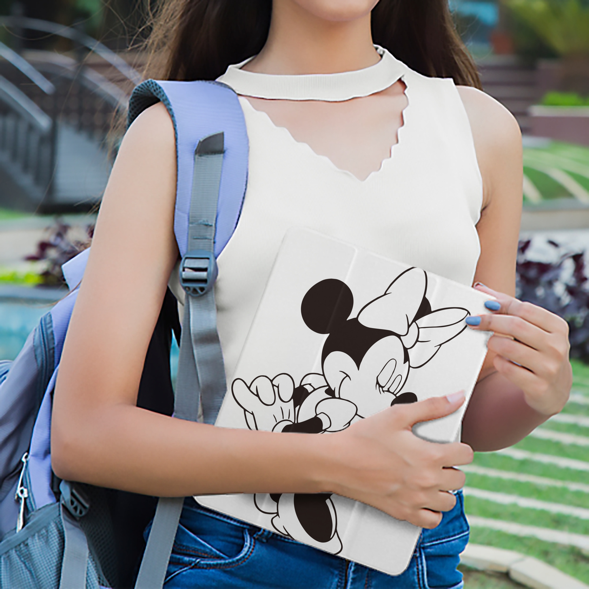 ミッキーマウス Mickey Mouse IPad ケース ペン収納付き 三つ折りスタンド PUレザー×シリコン 対応機種9.5/10.5/10.9インチ