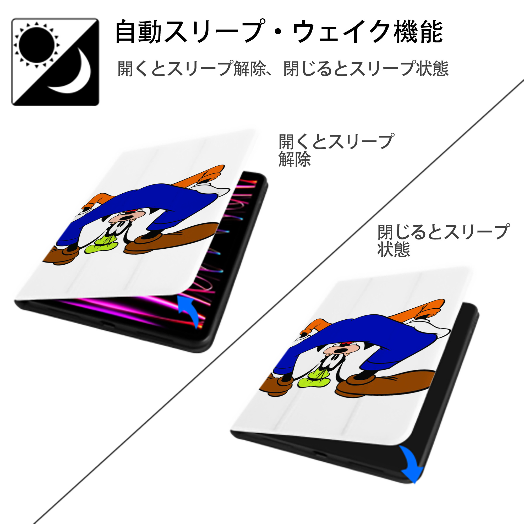 ミッキーマウス Mickey Mouse IPad ケース ペン収納付き 三つ折りスタンド PUレザー×シリコン 対応機種9.5/10.5/10.9インチ