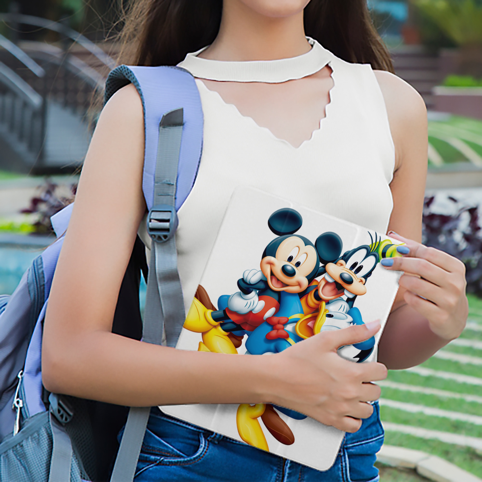 ミッキーマウス Mickey Mouse IPad ケース ペン収納付き 三つ折りスタンド PUレザー×シリコン 対応機種9.5/10.5/10.9インチ