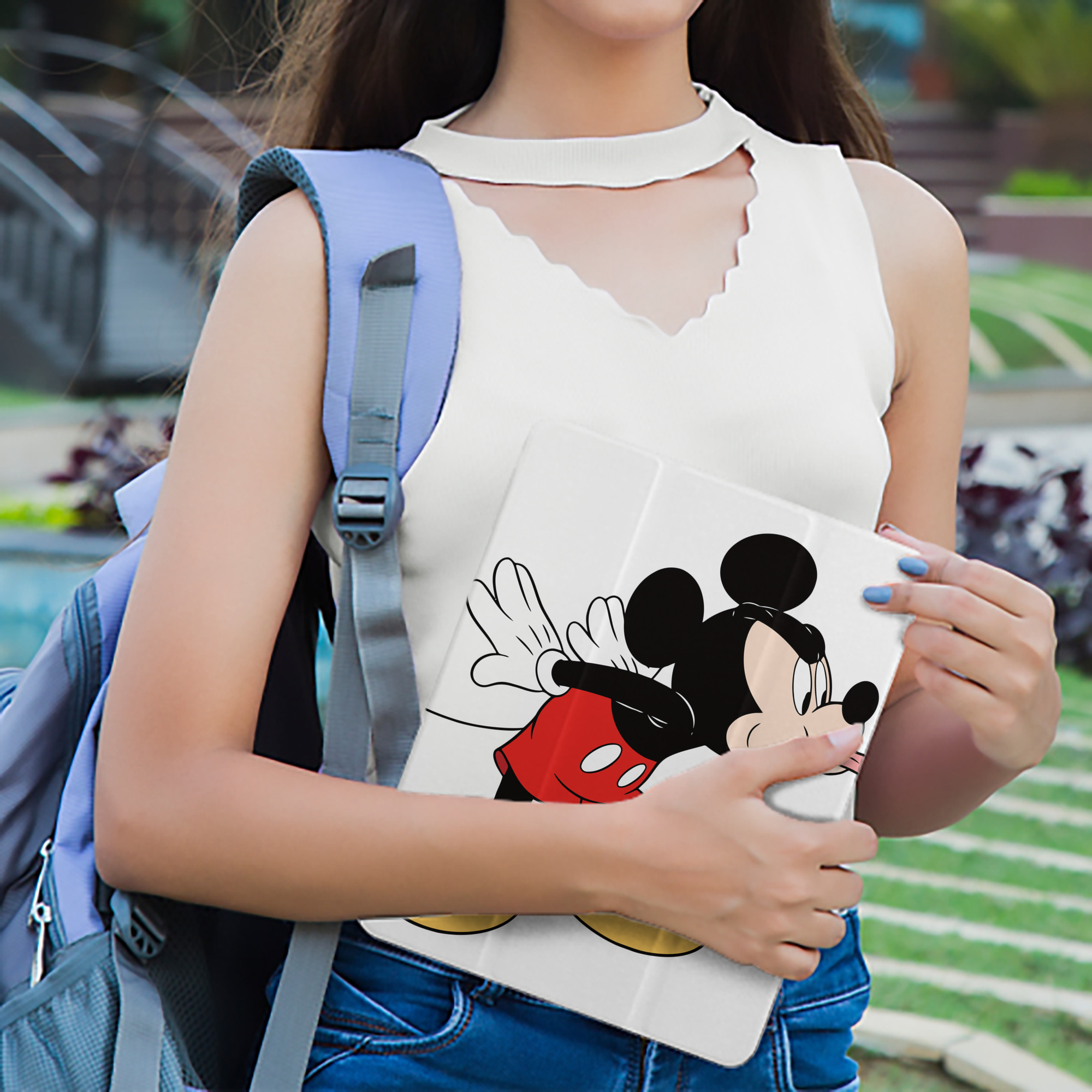 ミッキーマウス Mickey Mouse IPad ケース ペン収納付き 三つ折りスタンド PUレザー×シリコン 対応機種9.5/10.5/10.9インチ