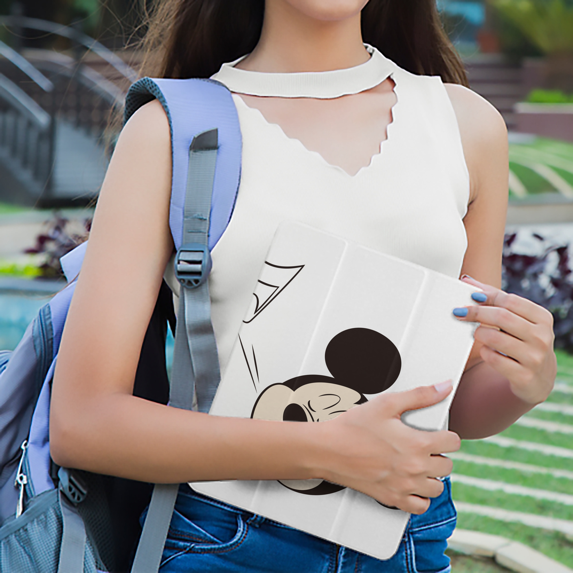 ミッキーマウス Mickey Mouse IPad ケース ペン収納付き 三つ折りスタンド PUレザー×シリコン 対応機種9.5/10.5/10.9インチ