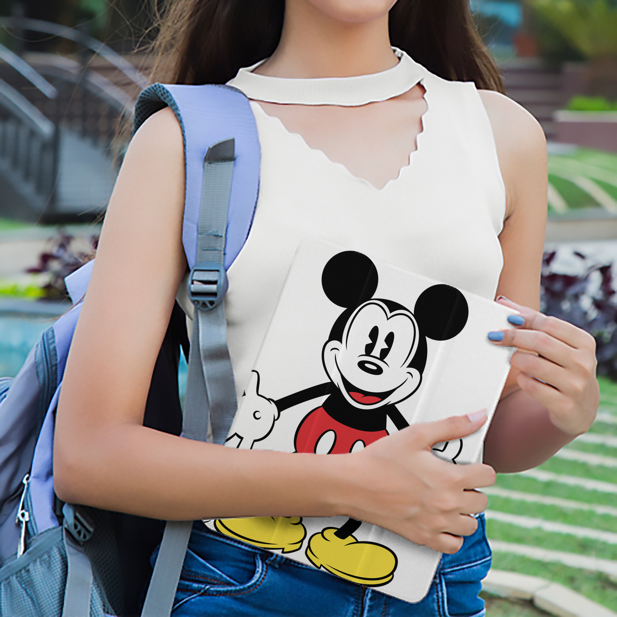 ミッキーマウス Mickey Mouse IPad ケース ペン収納付き 三つ折りスタンド PUレザー×シリコン 対応機種9.5/10.5/10.9インチ