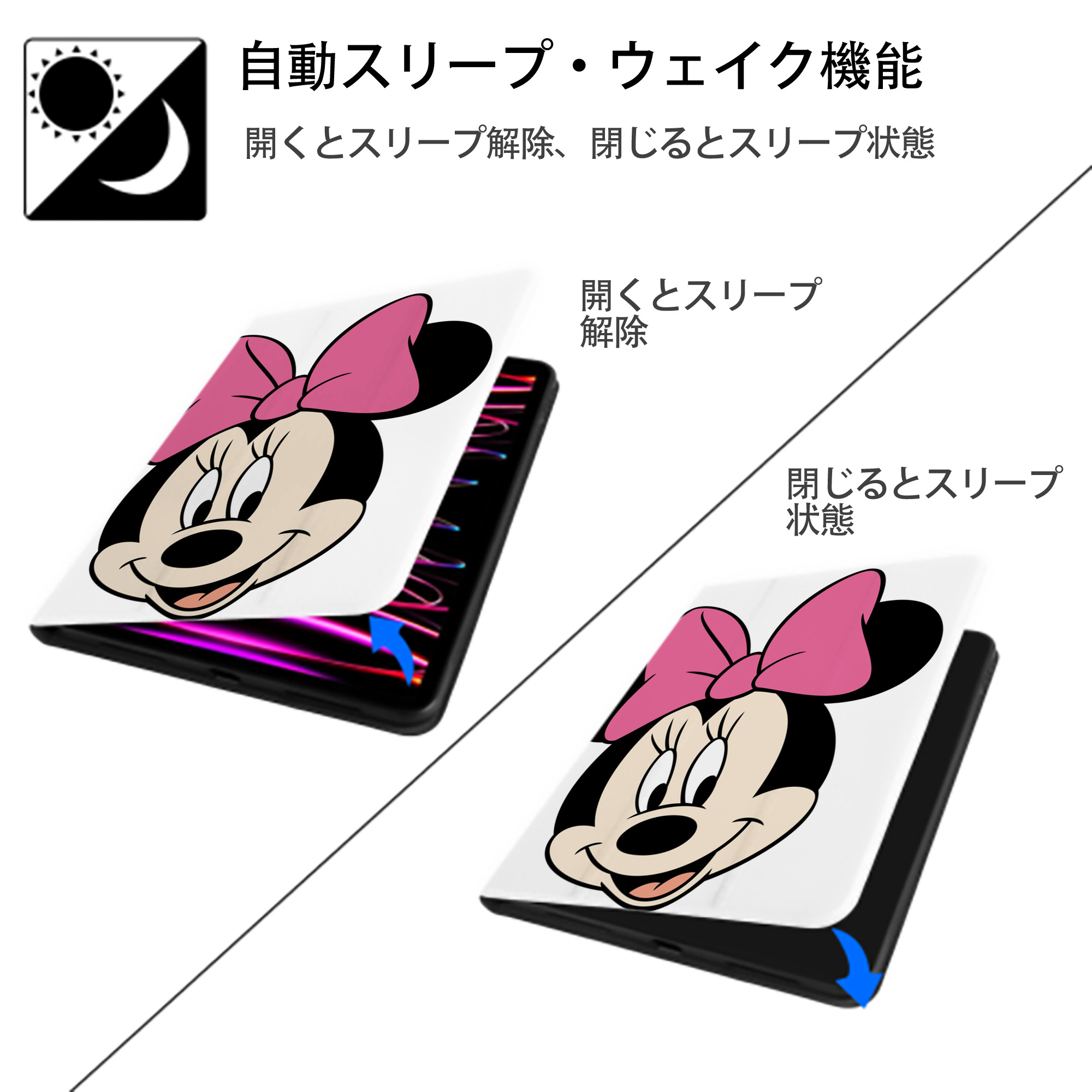 ミッキーマウス Mickey Mouse IPad ケース ペン収納付き 三つ折りスタンド PUレザー×シリコン 対応機種9.5/10.5/10.9インチ