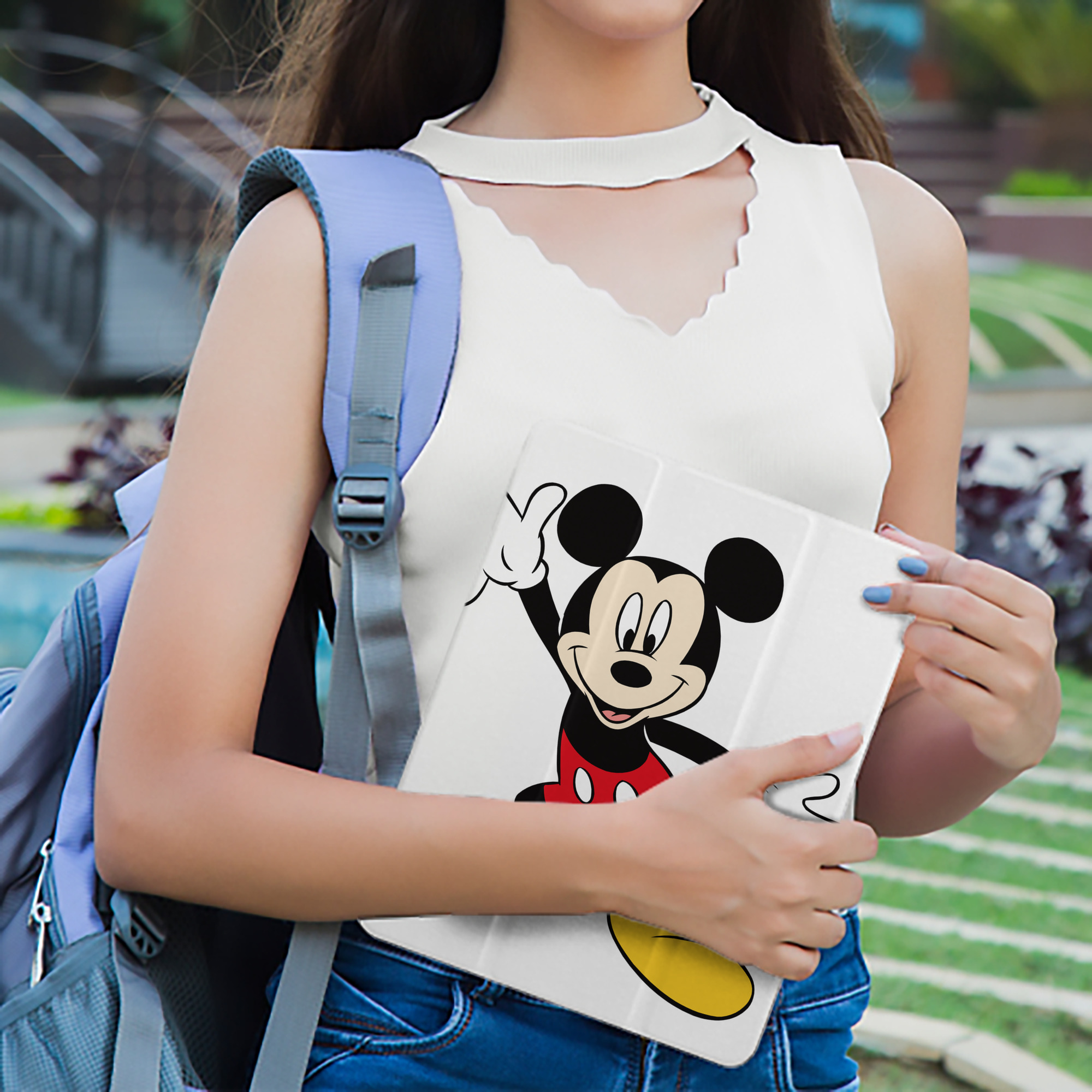 ミッキーマウス Mickey Mouse IPad ケース ペン収納付き 三つ折りスタンド PUレザー×シリコン 対応機種9.5/10.5/10.9インチ