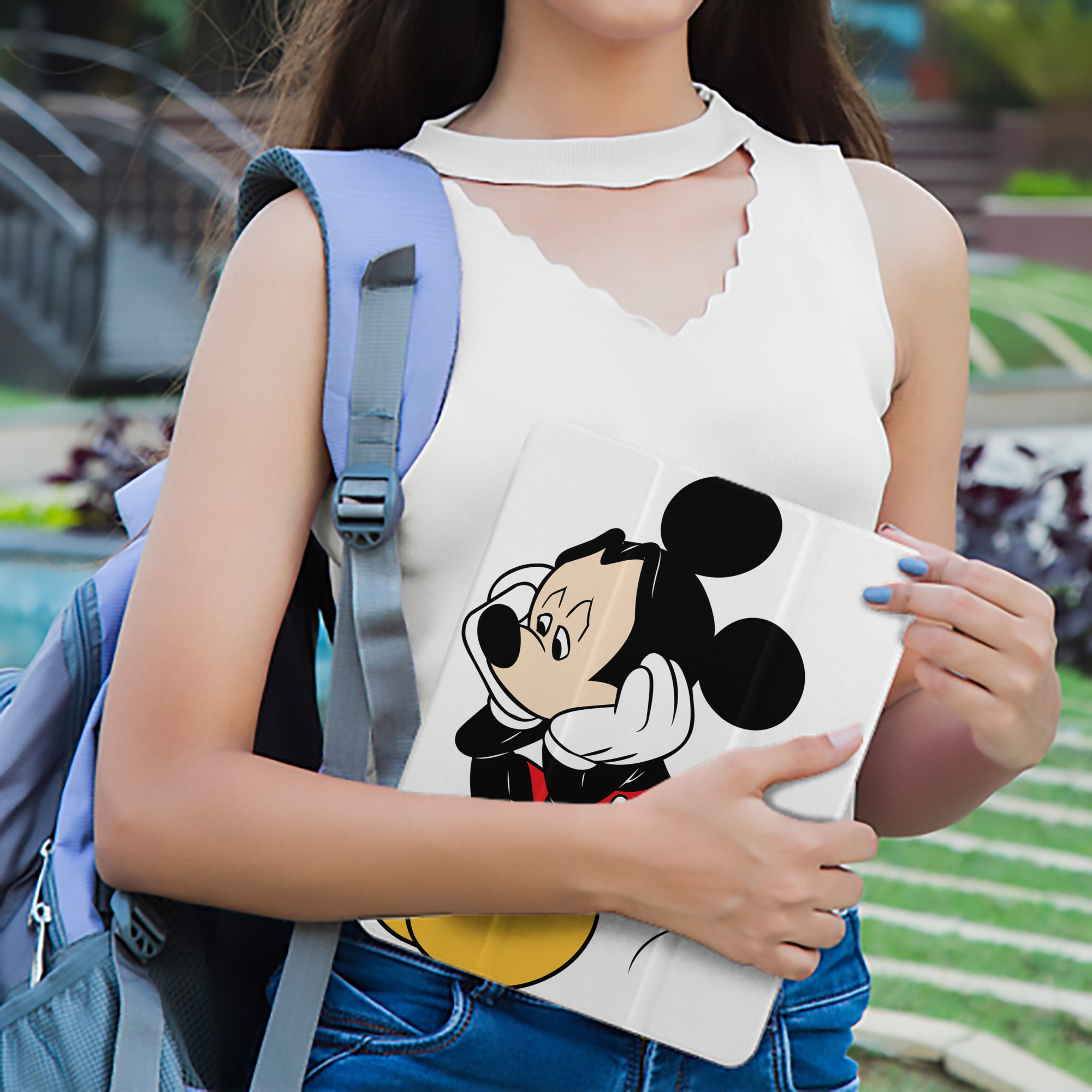 ミッキーマウス Mickey Mouse IPad ケース ペン収納付き 三つ折りスタンド PUレザー×シリコン 対応機種9.5/10.5/10.9インチ