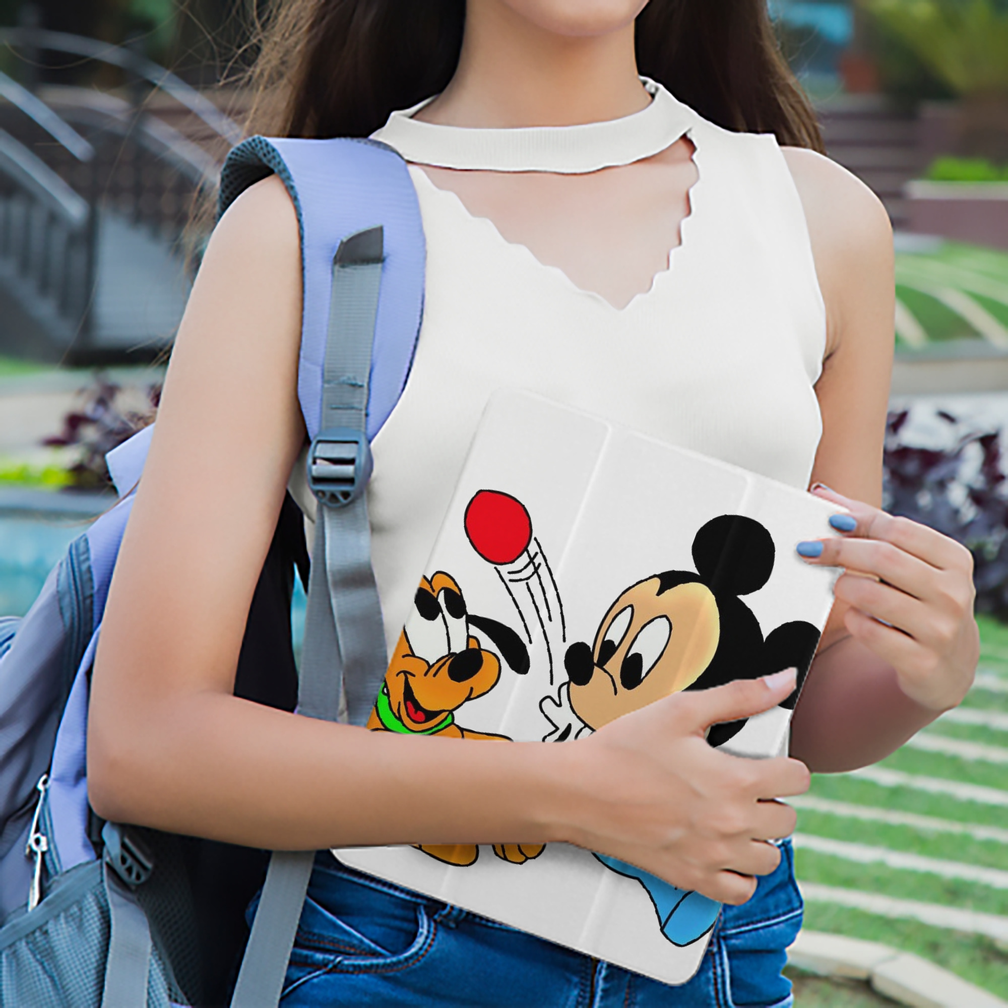 ミッキーマウス Mickey Mouse IPad ケース ペン収納付き 三つ折りスタンド PUレザー×シリコン 対応機種9.5/10.5/10.9インチ