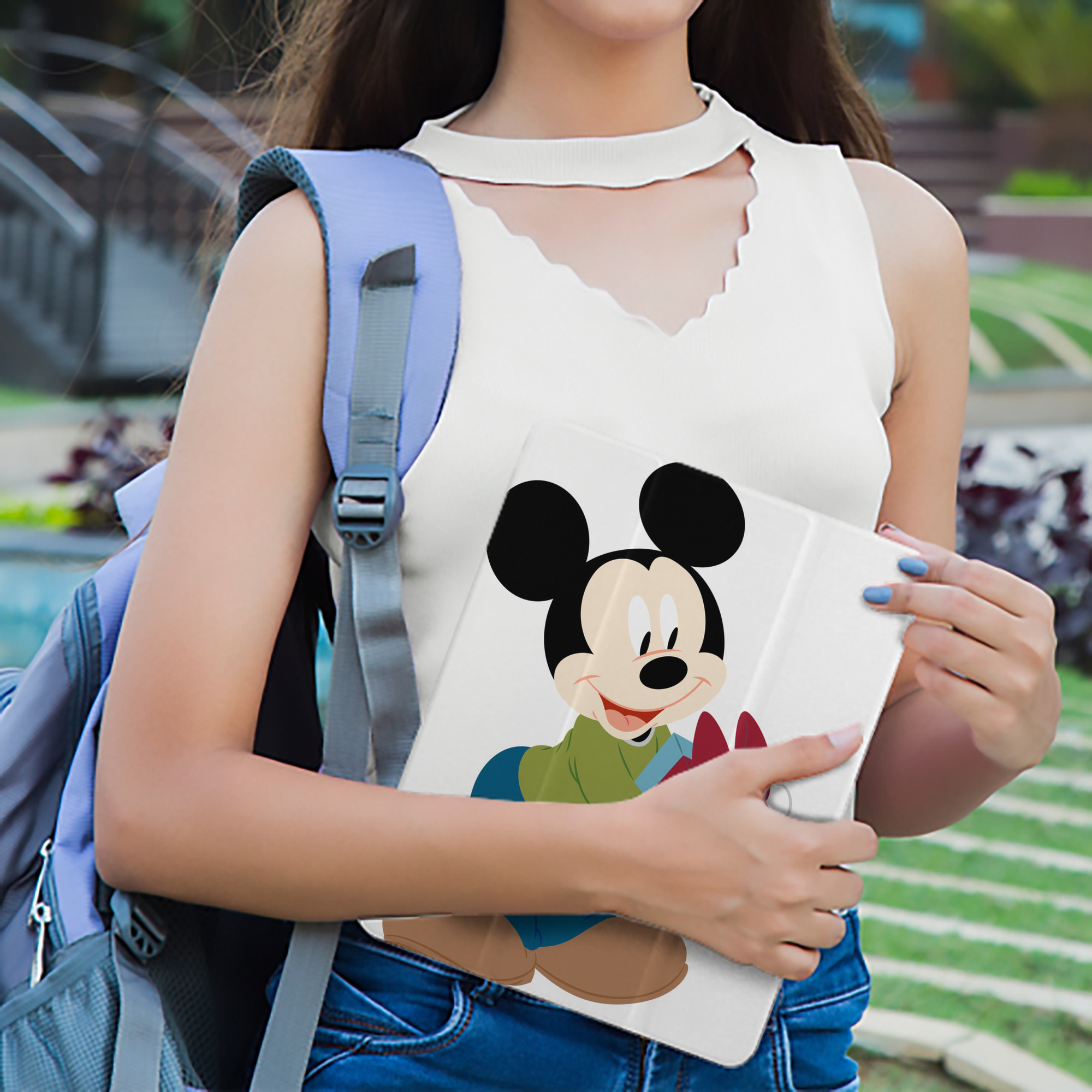 ミッキーマウス Mickey Mouse IPad ケース ペン収納付き 三つ折りスタンド PUレザー×シリコン 対応機種9.5/10.5/10.9インチ
