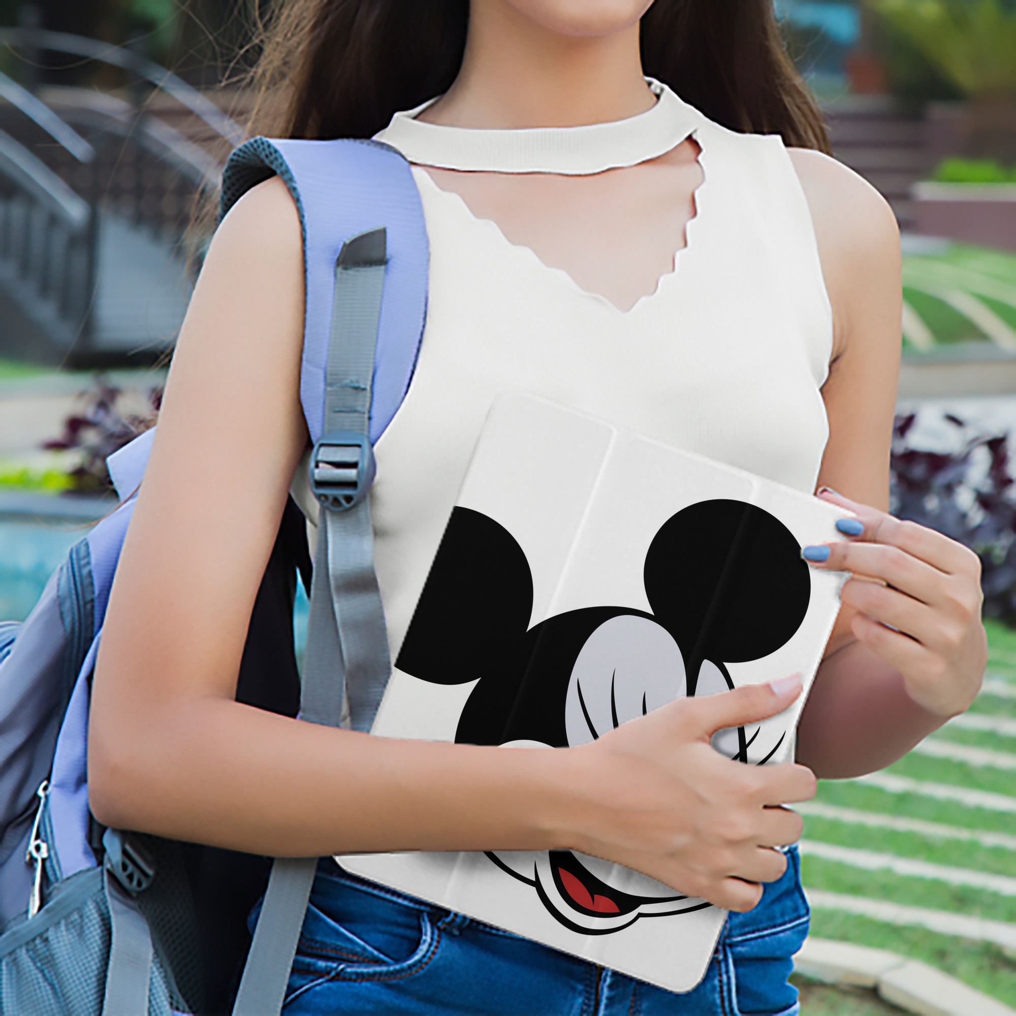 ミッキーマウス Mickey Mouse IPad ケース ペン収納付き 三つ折りスタンド PUレザー×シリコン 対応機種9.5/10.5/10.9インチ