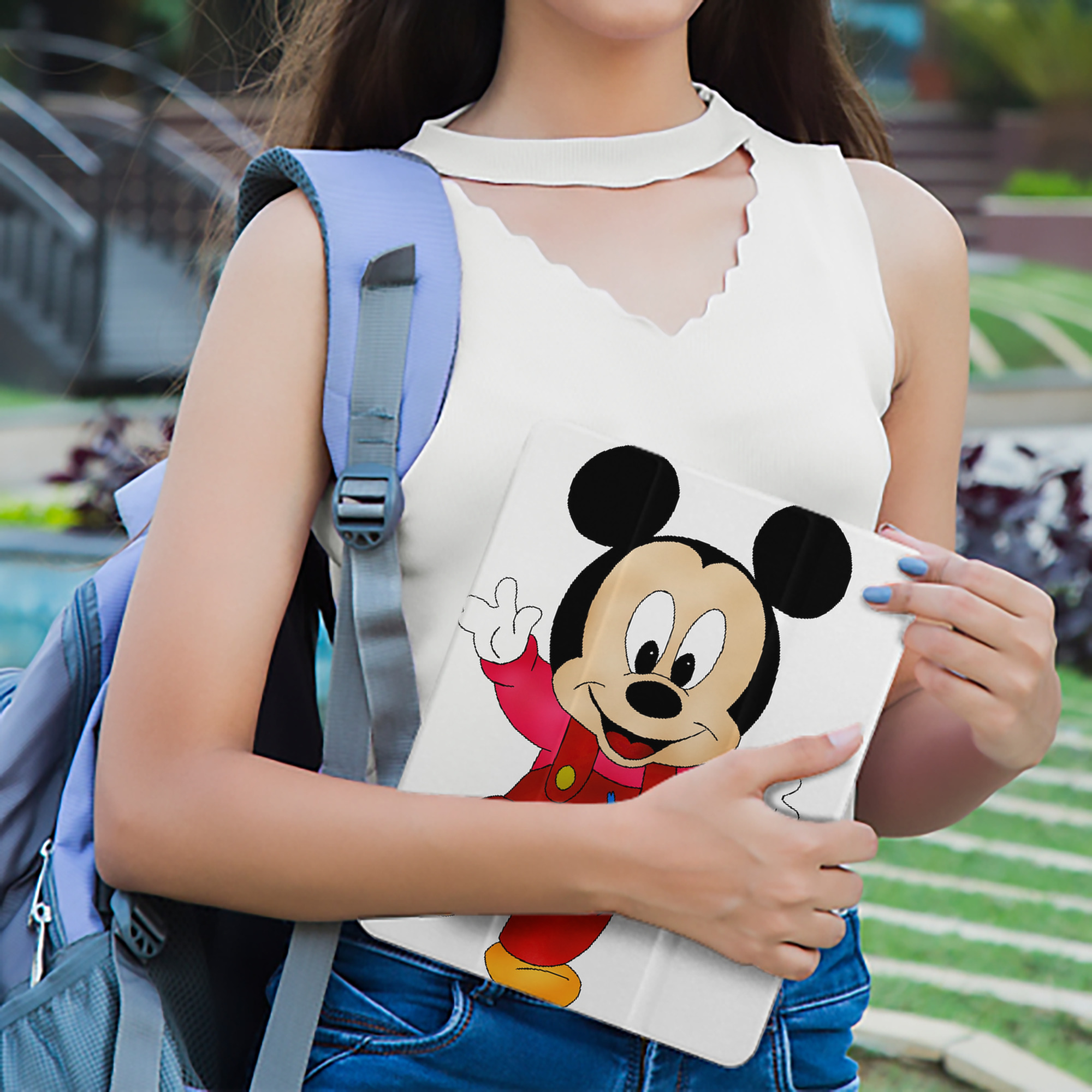 ミッキーマウス Mickey Mouse IPad ケース ペン収納付き 三つ折りスタンド PUレザー×シリコン 対応機種9.5/10.5/10.9インチ
