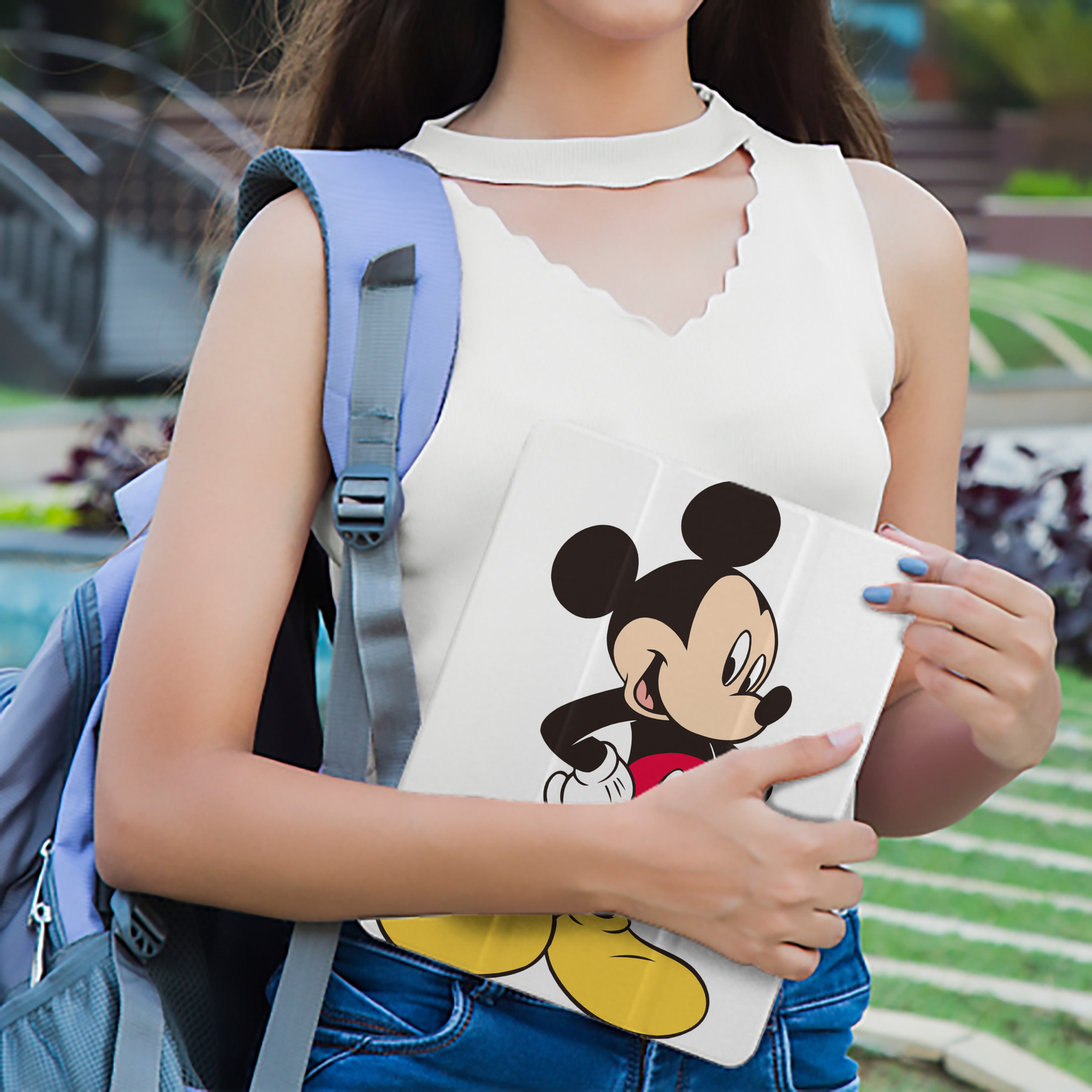 ミッキーマウス Mickey Mouse IPad ケース ペン収納付き 三つ折りスタンド PUレザー×シリコン 対応機種9.5/10.5/10.9インチ