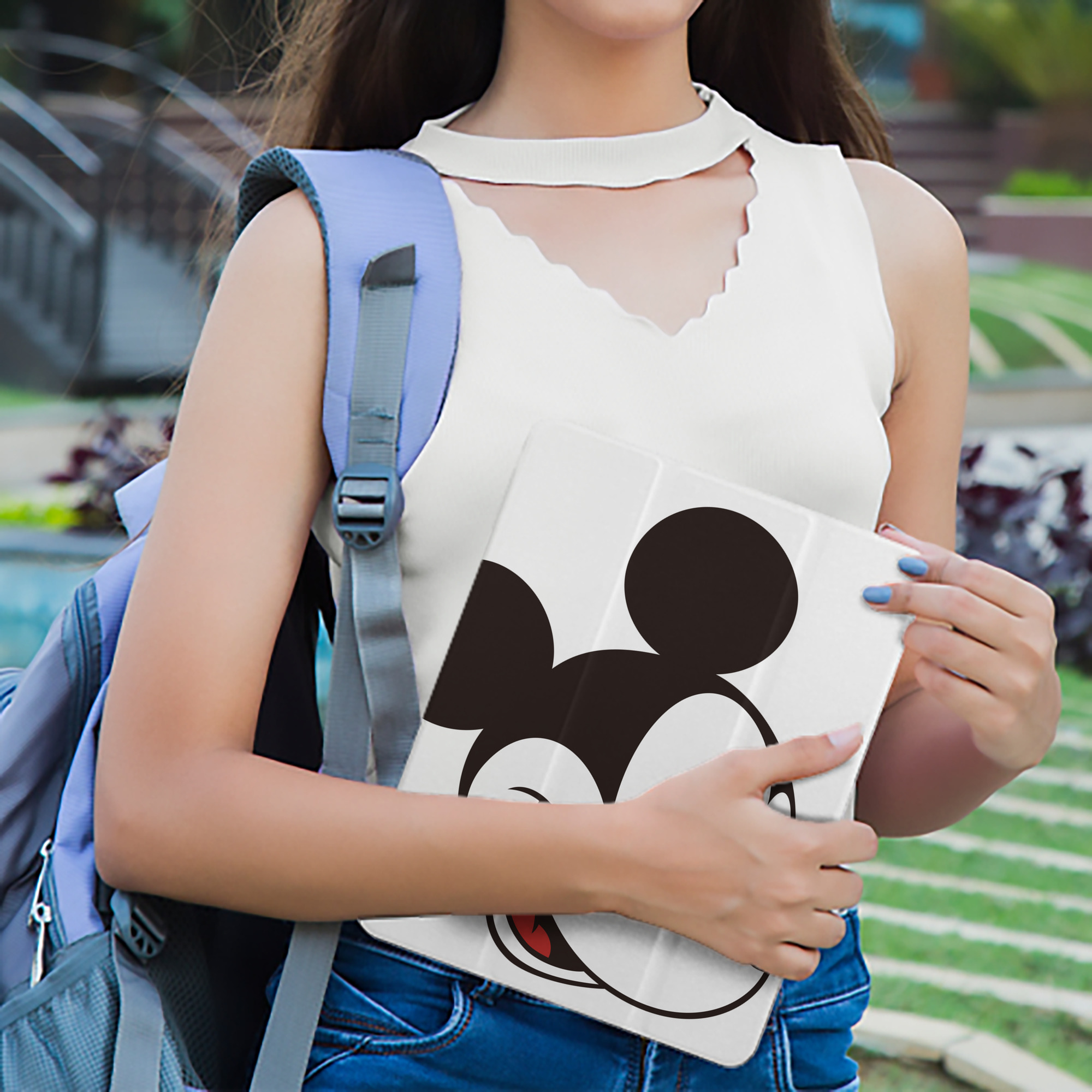 ミッキーマウス Mickey Mouse IPad ケース ペン収納付き 三つ折りスタンド PUレザー×シリコン 対応機種9.5/10.5/10.9インチ