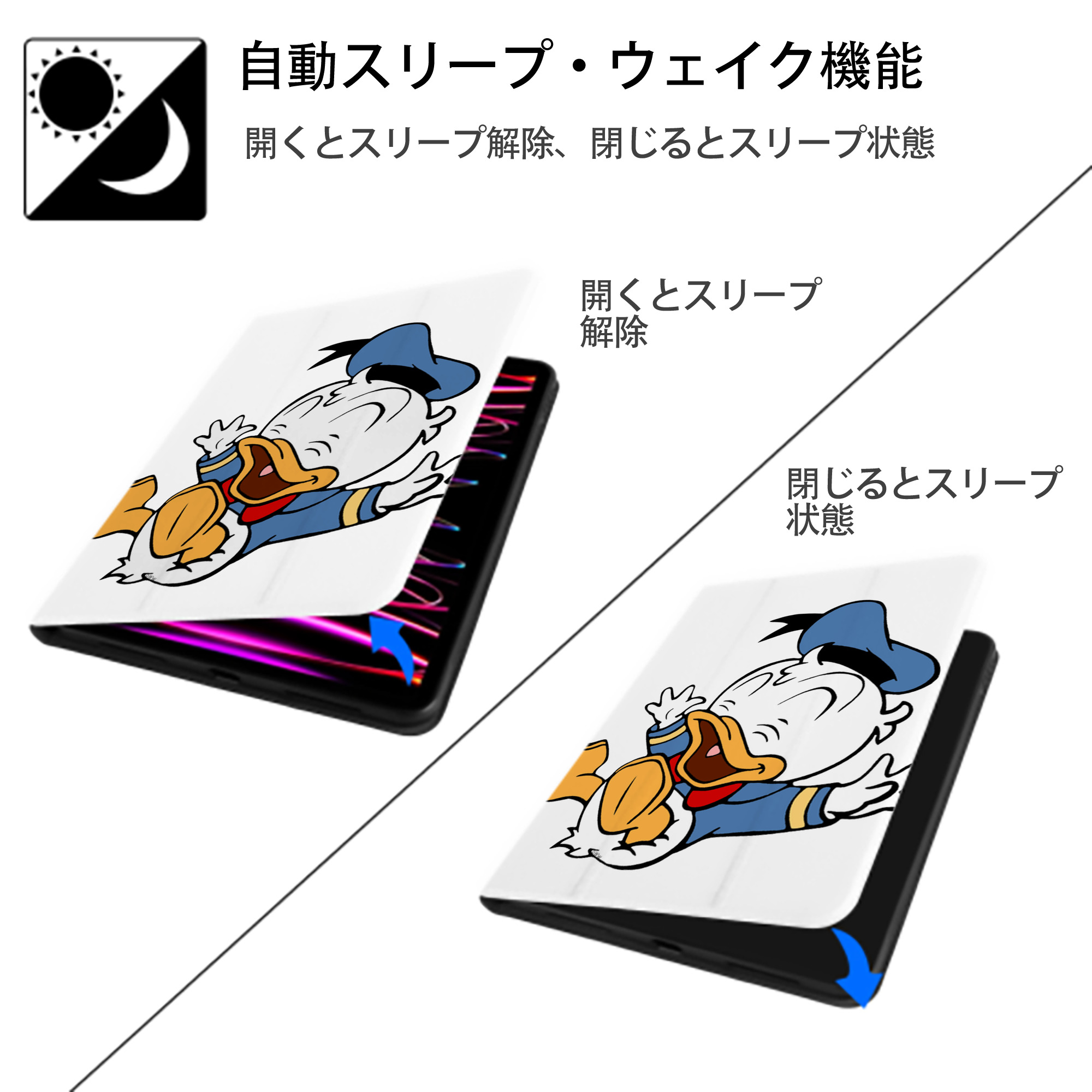 ミッキーマウス Mickey Mouse IPad ケース ペン収納付き 三つ折りスタンド PUレザー×シリコン 対応機種9.5/10.5/10.9インチ