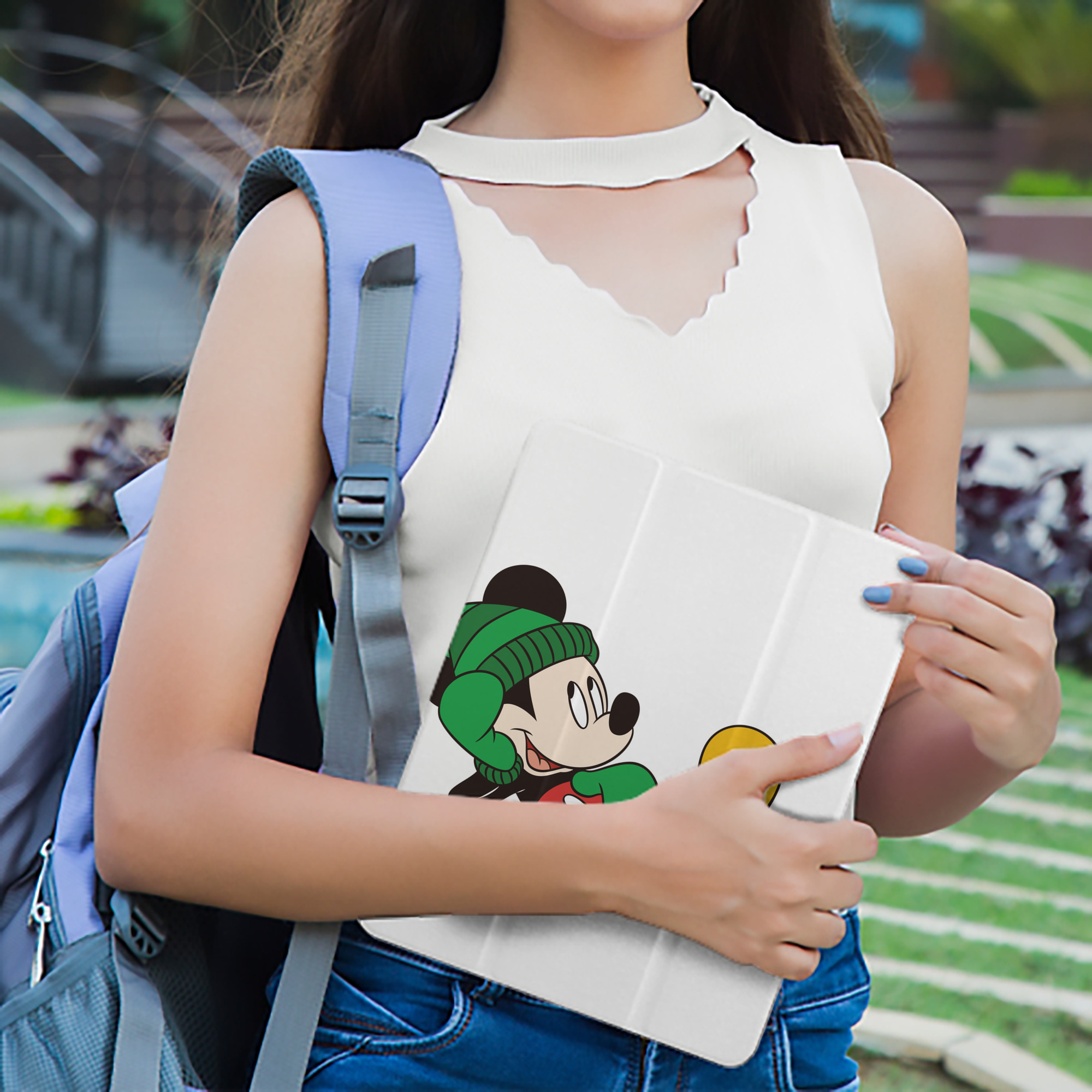 ミッキーマウス Mickey Mouse IPad ケース ペン収納付き 三つ折りスタンド PUレザー×シリコン 対応機種9.5/10.5/10.9インチ