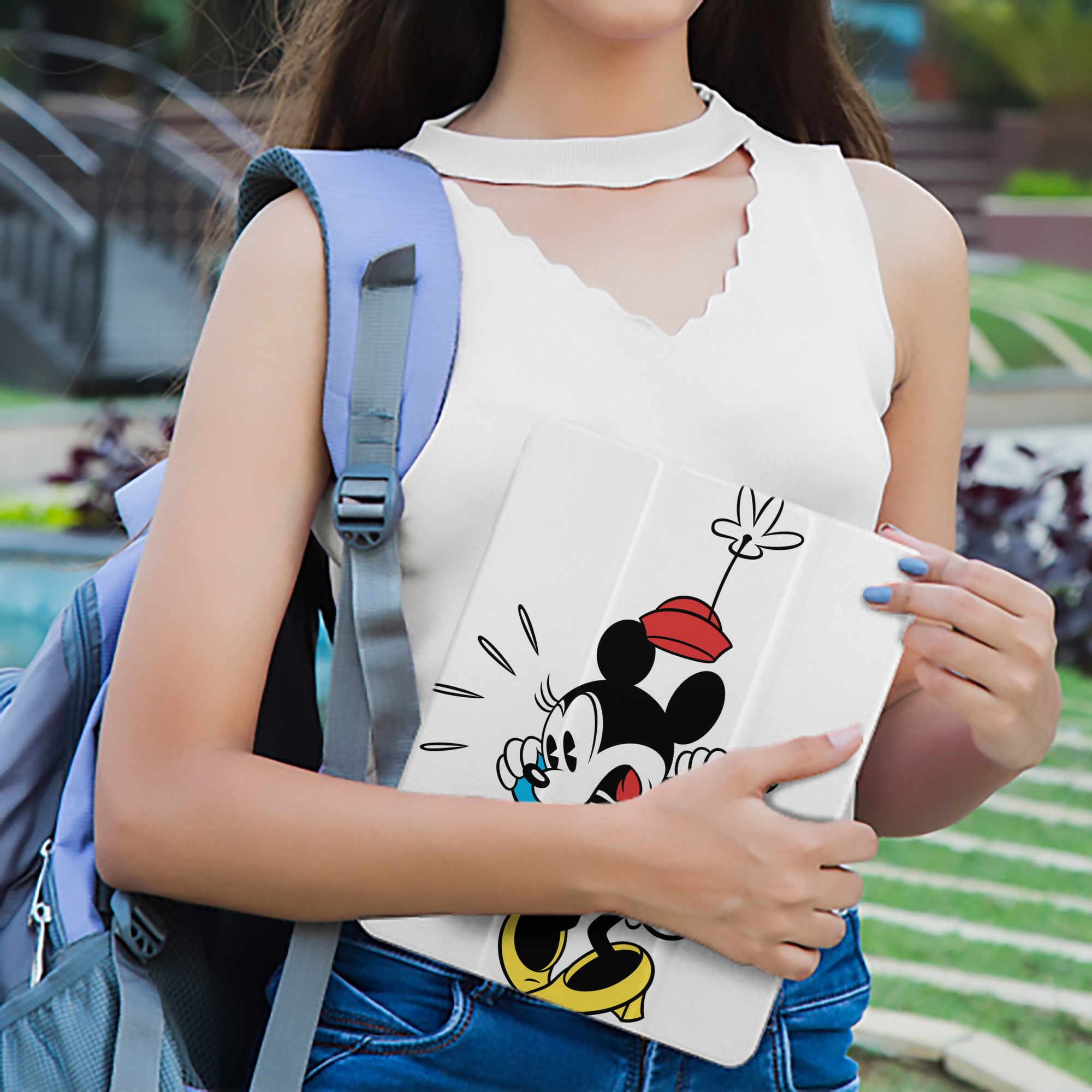 ミッキーマウス Mickey Mouse IPad ケース ペン収納付き 三つ折りスタンド PUレザー×シリコン 対応機種9.5/10.5/10.9インチ