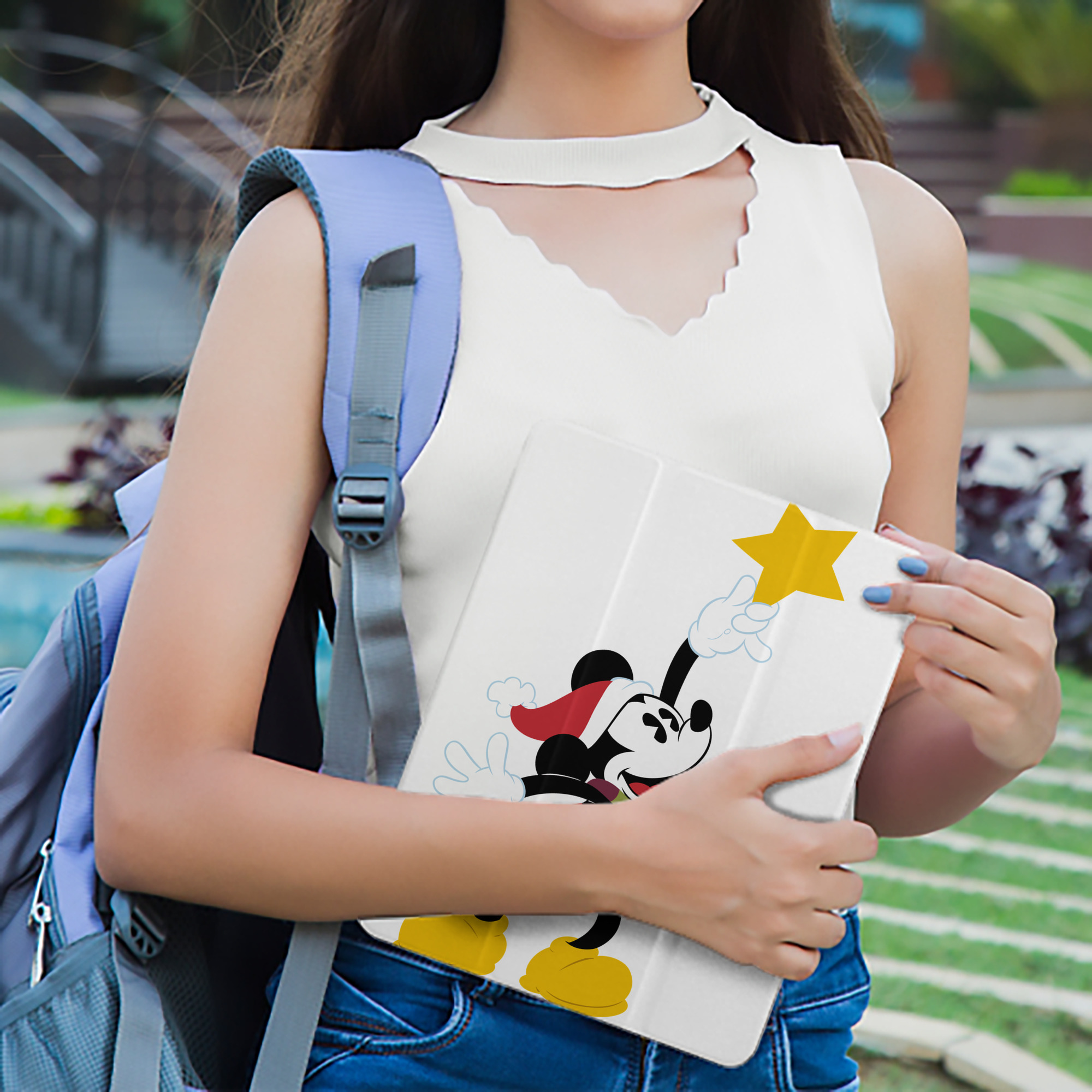 ミッキーマウス Mickey Mouse IPad ケース ペン収納付き 三つ折りスタンド PUレザー×シリコン 対応機種9.5/10.5/10.9インチ