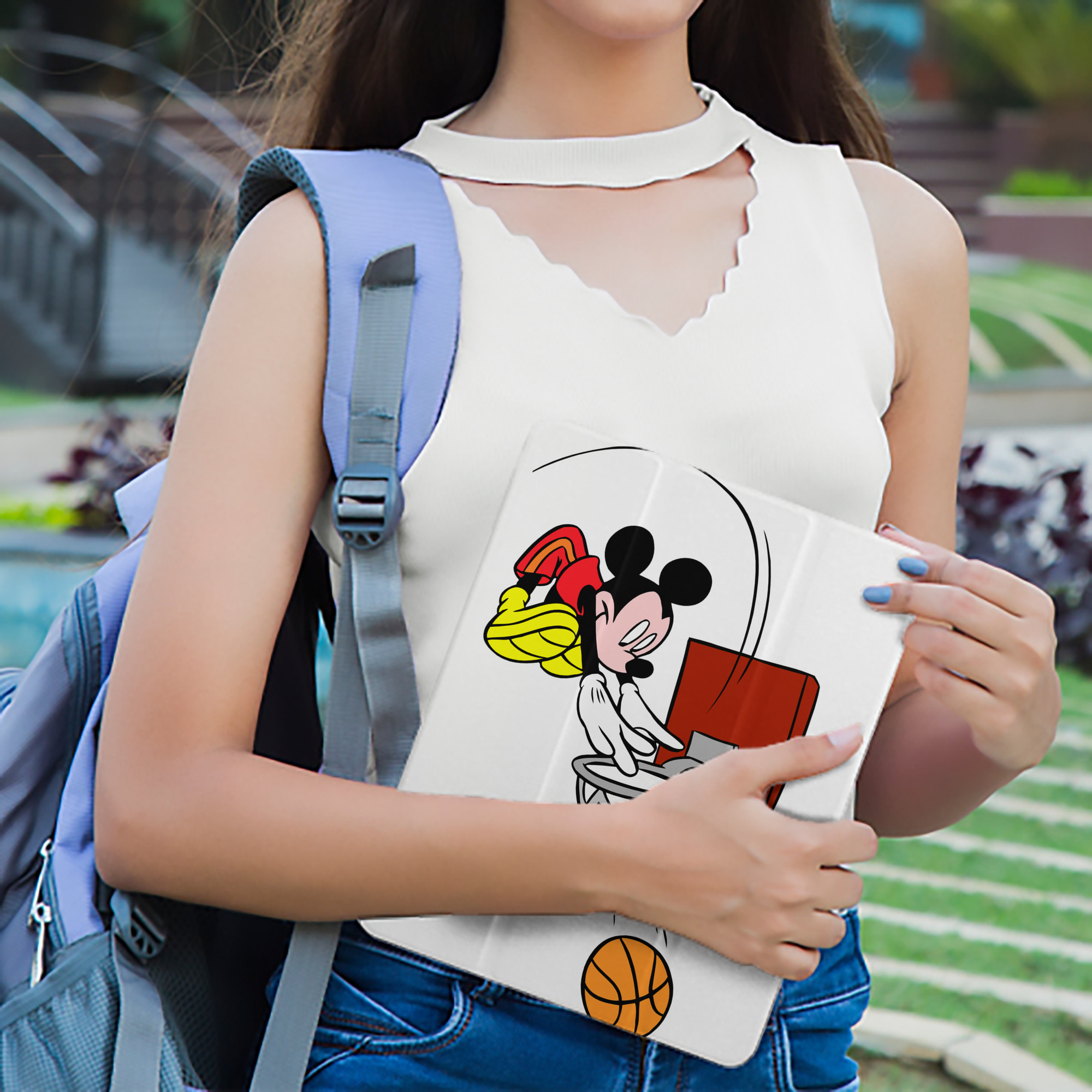 ミッキーマウス Mickey Mouse IPad ケース ペン収納付き 三つ折りスタンド PUレザー×シリコン 対応機種9.5/10.5/10.9インチ