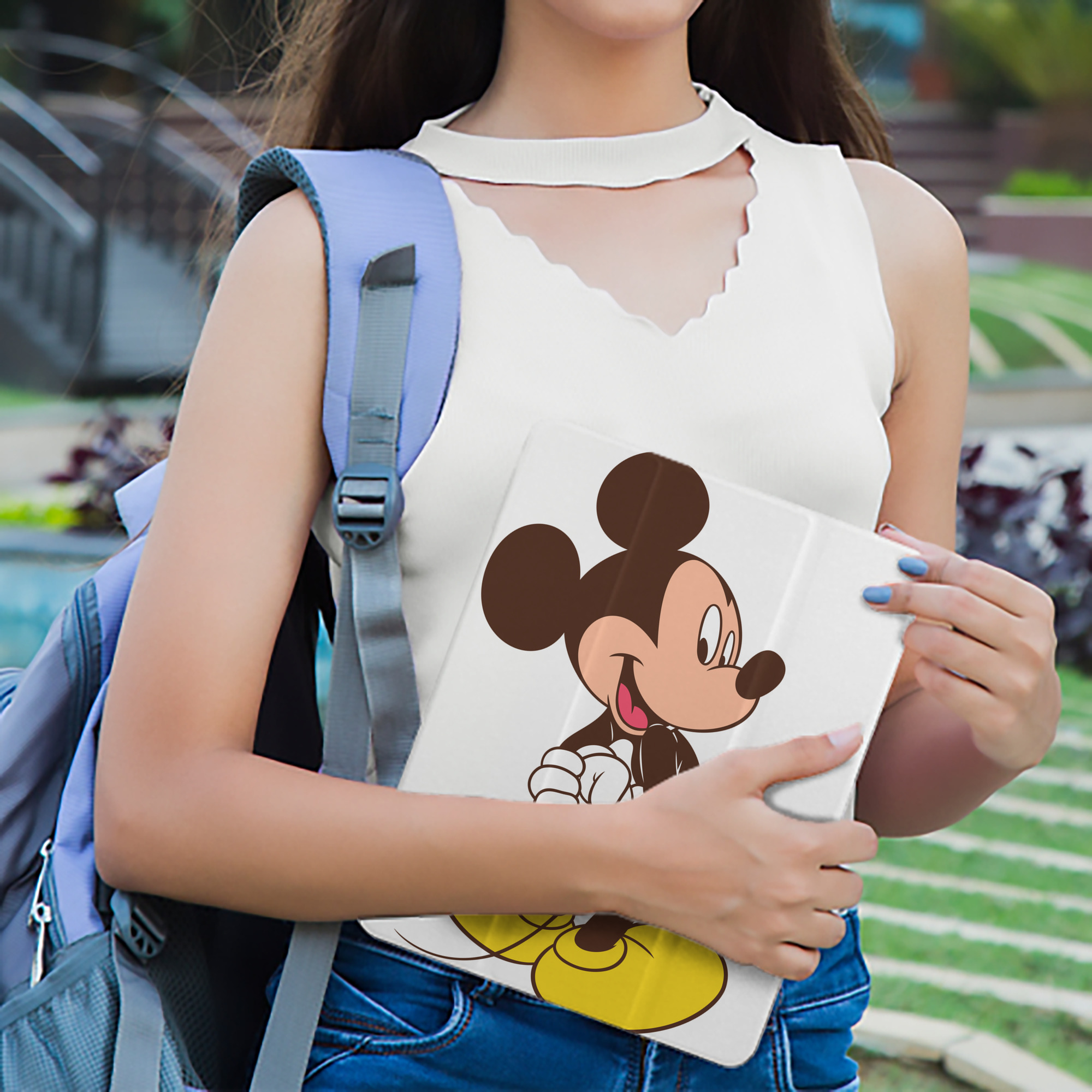 ミッキーマウス Mickey Mouse IPad ケース ペン収納付き 三つ折りスタンド PUレザー×シリコン 対応機種9.5/10.5/10.9インチ