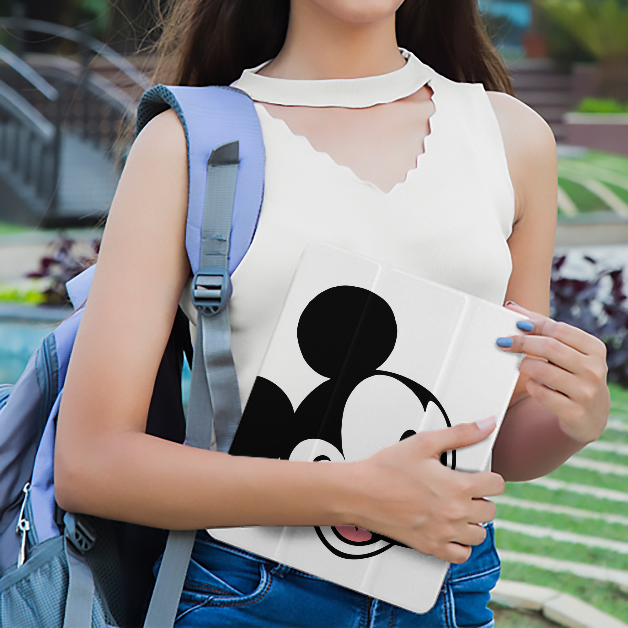 ミッキーマウス Mickey Mouse IPad ケース ペン収納付き 三つ折りスタンド PUレザー×シリコン 対応機種9.5/10.5/10.9インチ