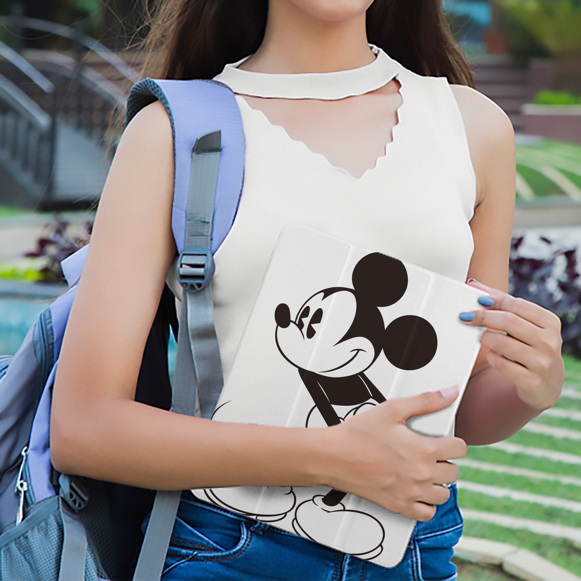 ミッキーマウス Mickey Mouse IPad ケース ペン収納付き 三つ折りスタンド PUレザー×シリコン 対応機種9.5/10.5/10.9インチ