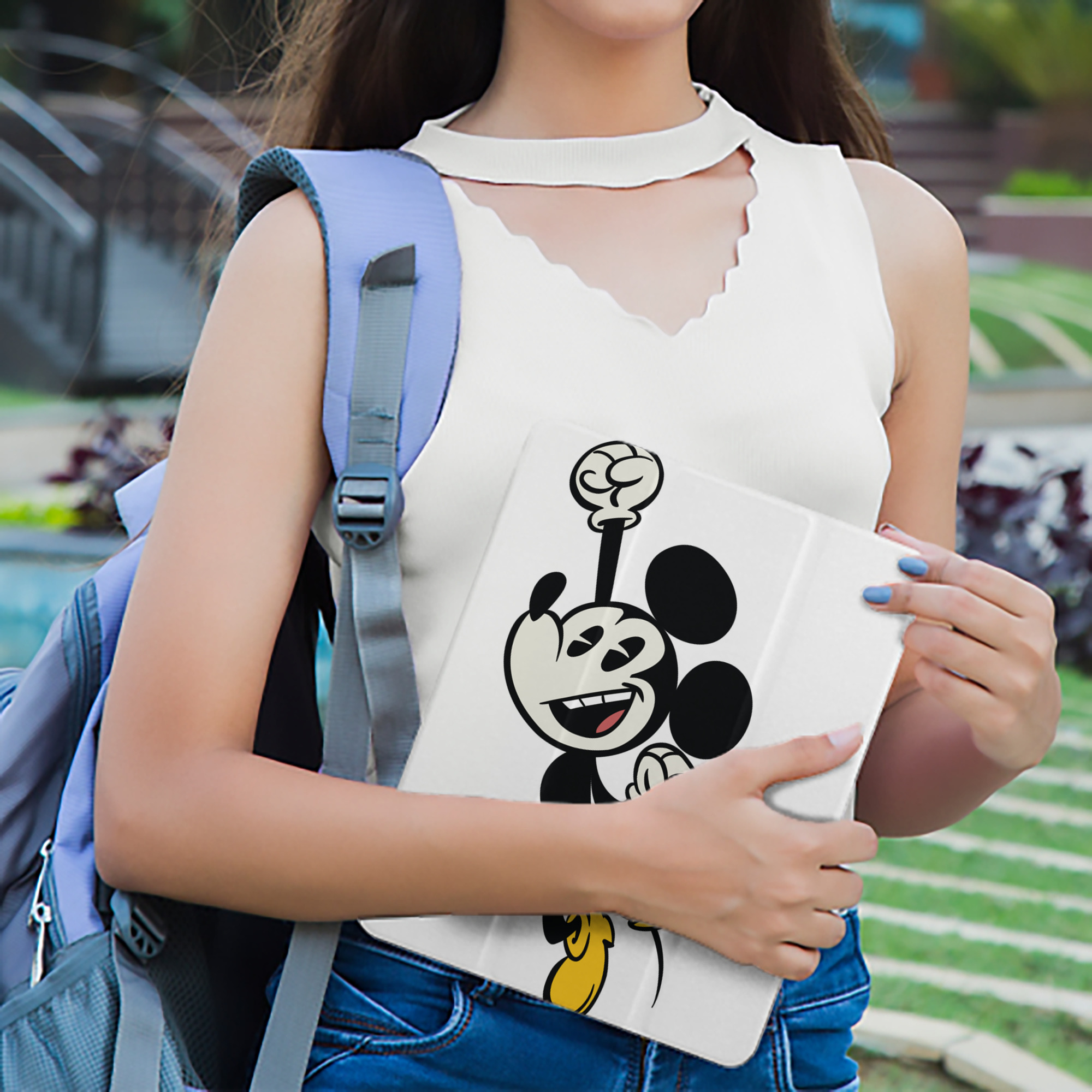 ミッキーマウス Mickey Mouse IPad ケース ペン収納付き 三つ折りスタンド PUレザー×シリコン 対応機種9.5/10.5/10.9インチ