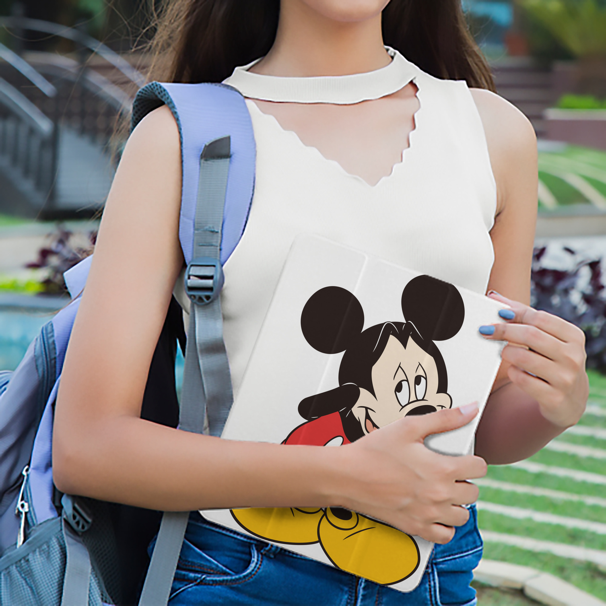 ミッキーマウス Mickey Mouse IPad ケース ペン収納付き 三つ折りスタンド PUレザー×シリコン 対応機種9.5/10.5/10.9インチ