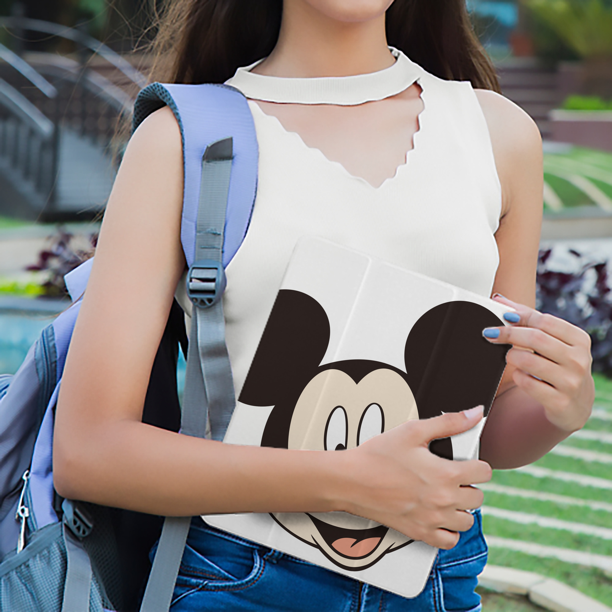 ミッキーマウス Mickey Mouse IPad ケース ペン収納付き 三つ折りスタンド PUレザー×シリコン 対応機種9.5/10.5/10.9インチ