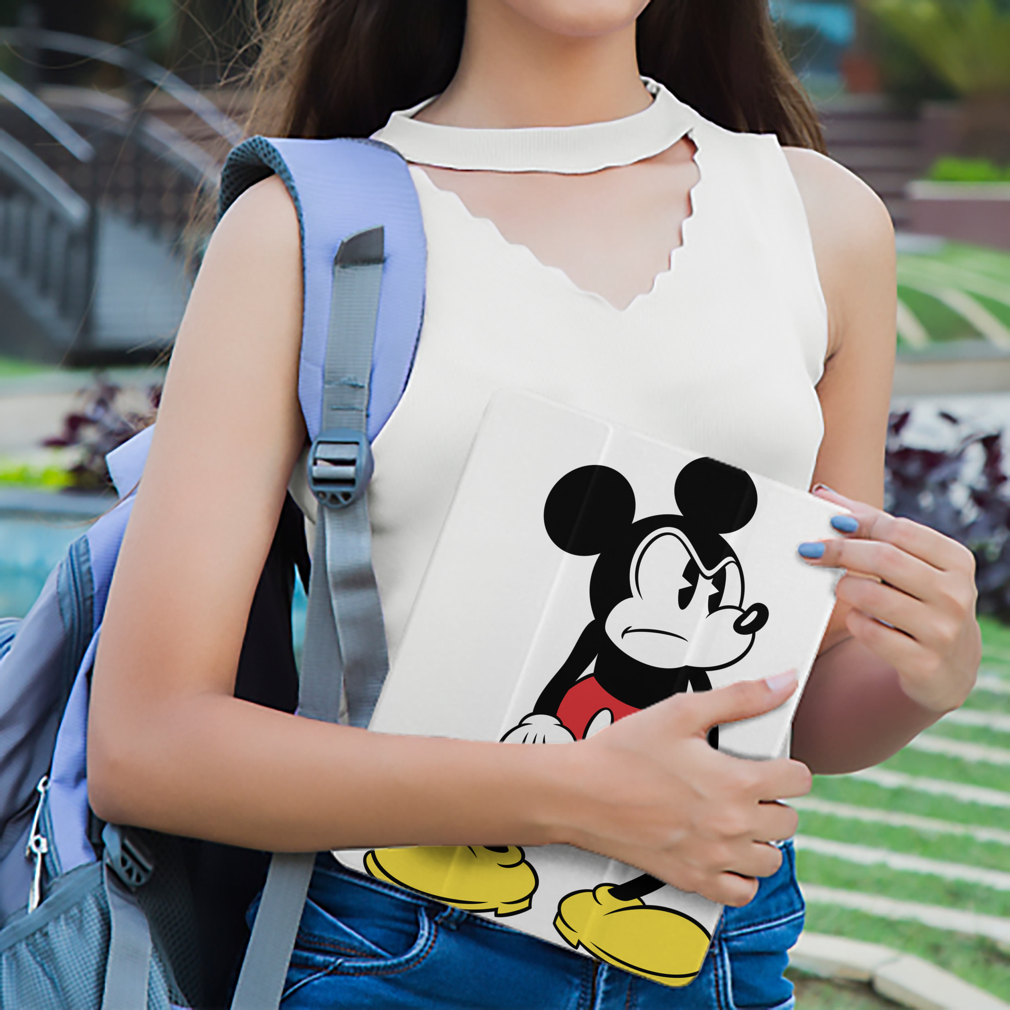 ミッキーマウス Mickey Mouse IPad ケース ペン収納付き 三つ折りスタンド PUレザー×シリコン 対応機種9.5/10.5/10.9インチ