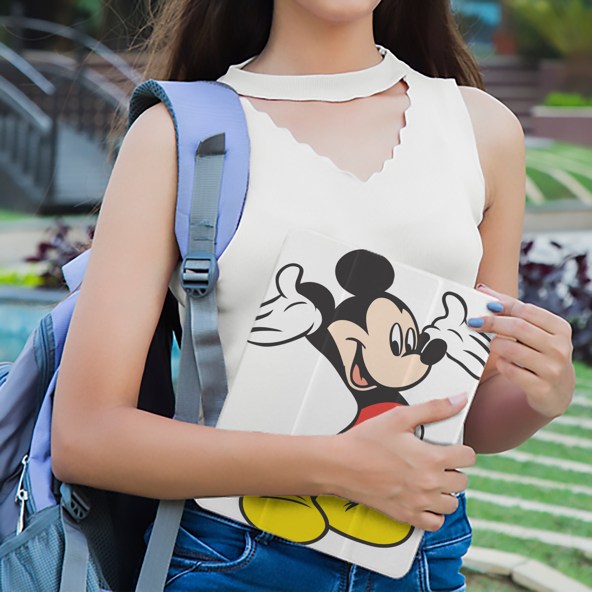 ミッキーマウス Mickey Mouse IPad ケース ペン収納付き 三つ折りスタンド PUレザー×シリコン 対応機種9.5/10.5/10.9インチ