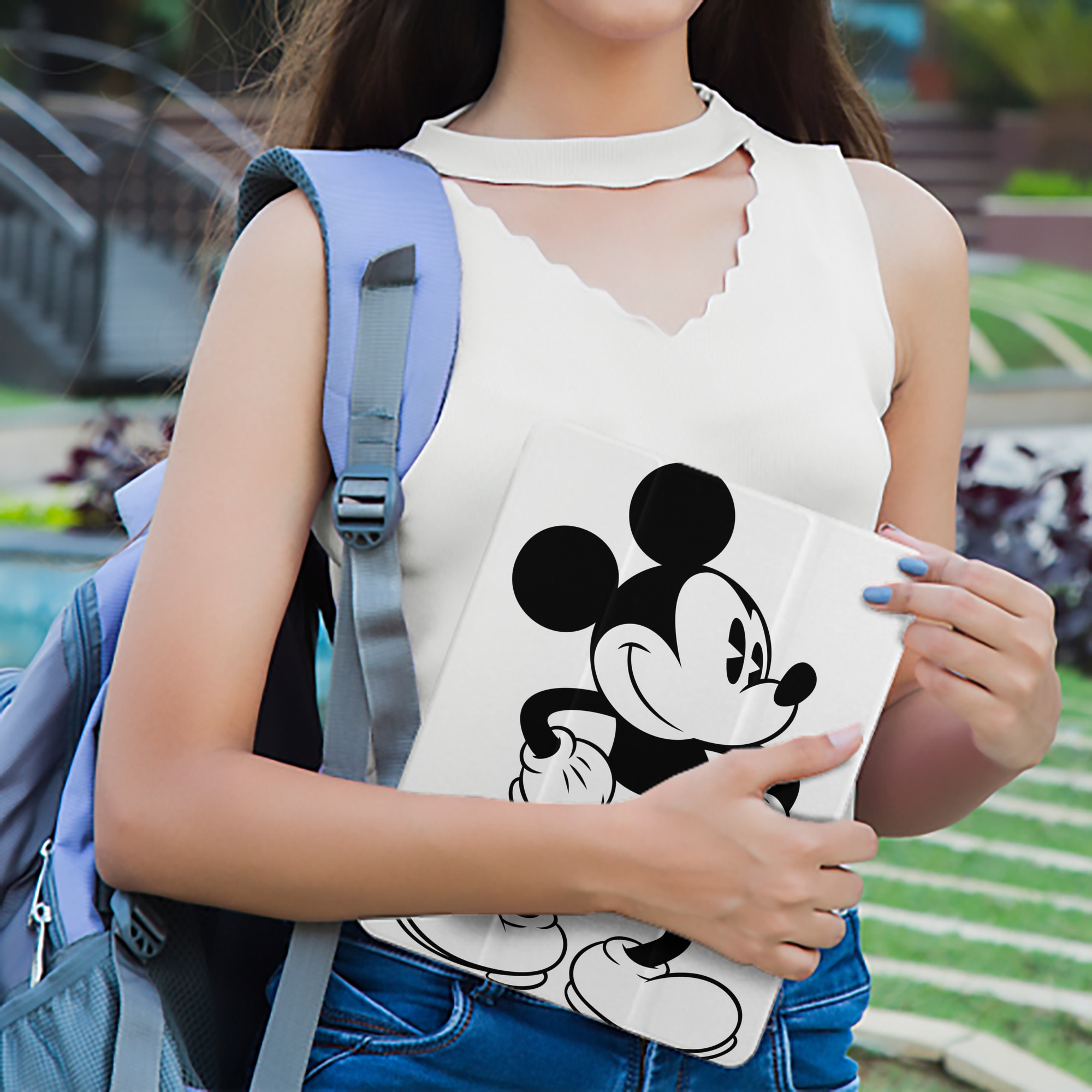 ミッキーマウス Mickey Mouse IPad ケース ペン収納付き 三つ折りスタンド PUレザー×シリコン 対応機種9.5/10.5/10.9インチ