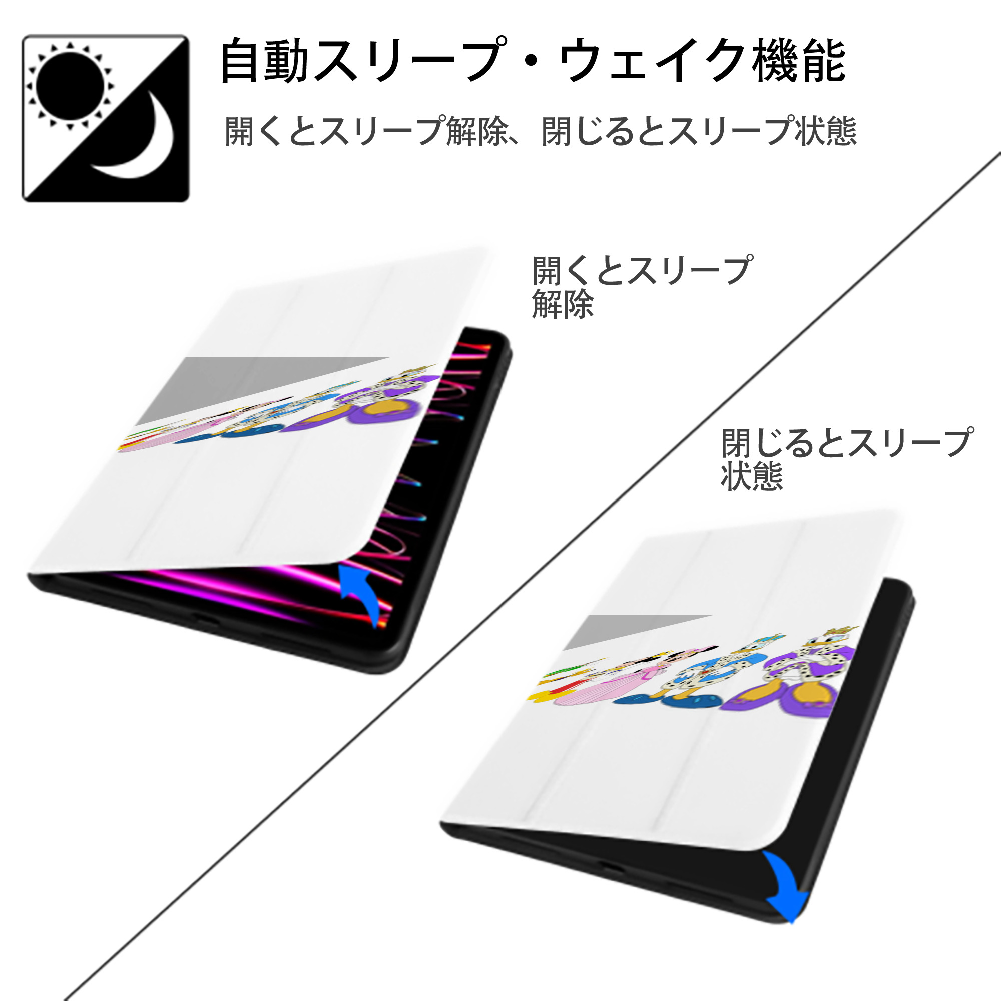 ミッキーマウス Mickey Mouse IPad ケース ペン収納付き 三つ折りスタンド PUレザー×シリコン 対応機種9.5/10.5/10.9インチ