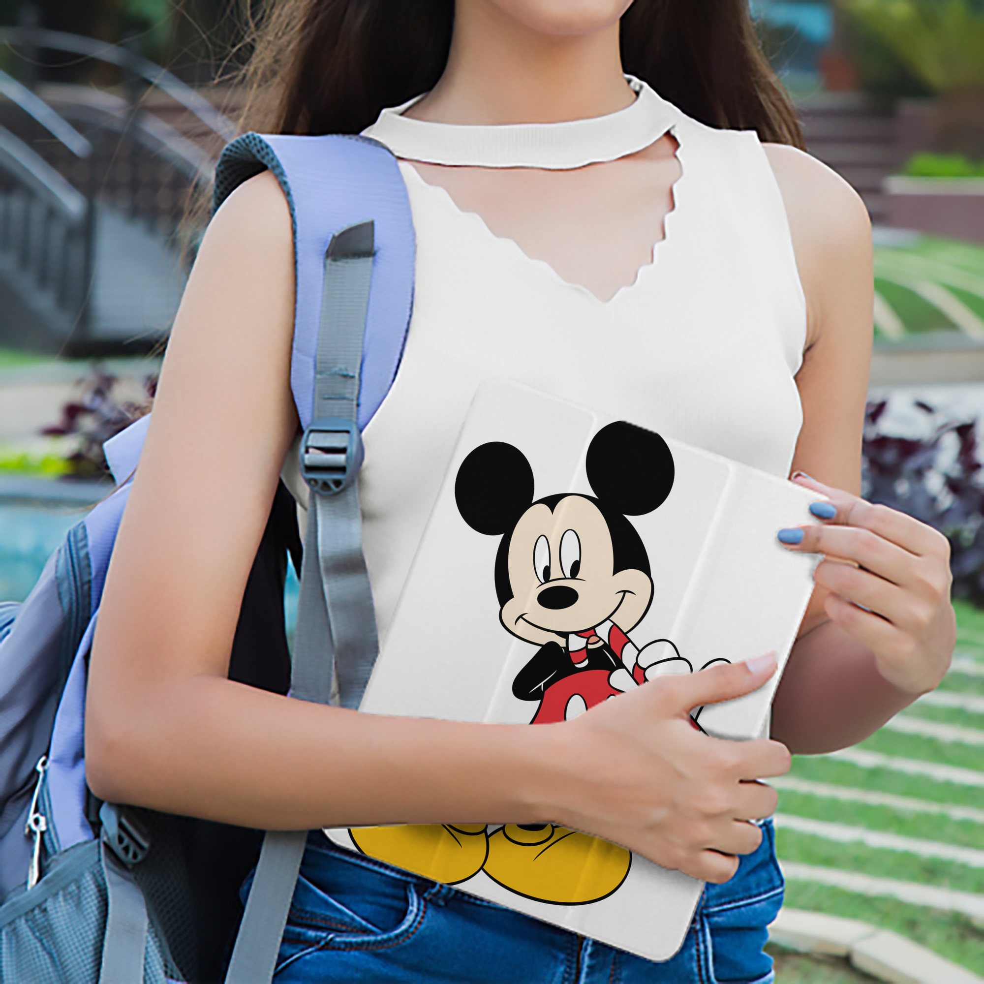 ミッキーマウス Mickey Mouse IPad ケース ペン収納付き 三つ折りスタンド PUレザー×シリコン 対応機種9.5/10.5/10.9インチ