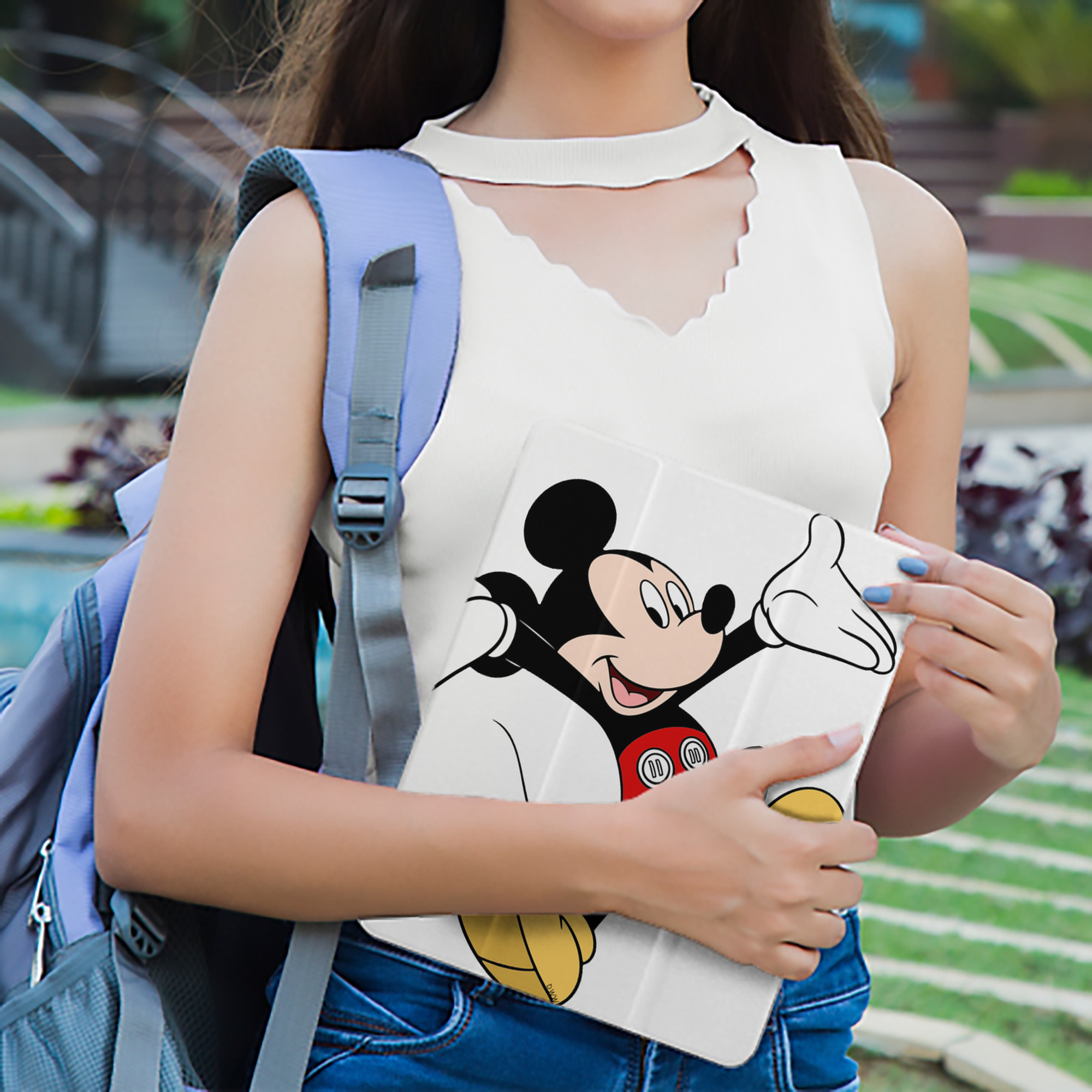 ミッキーマウス Mickey Mouse IPad ケース ペン収納付き 三つ折りスタンド PUレザー×シリコン 対応機種9.5/10.5/10.9インチ