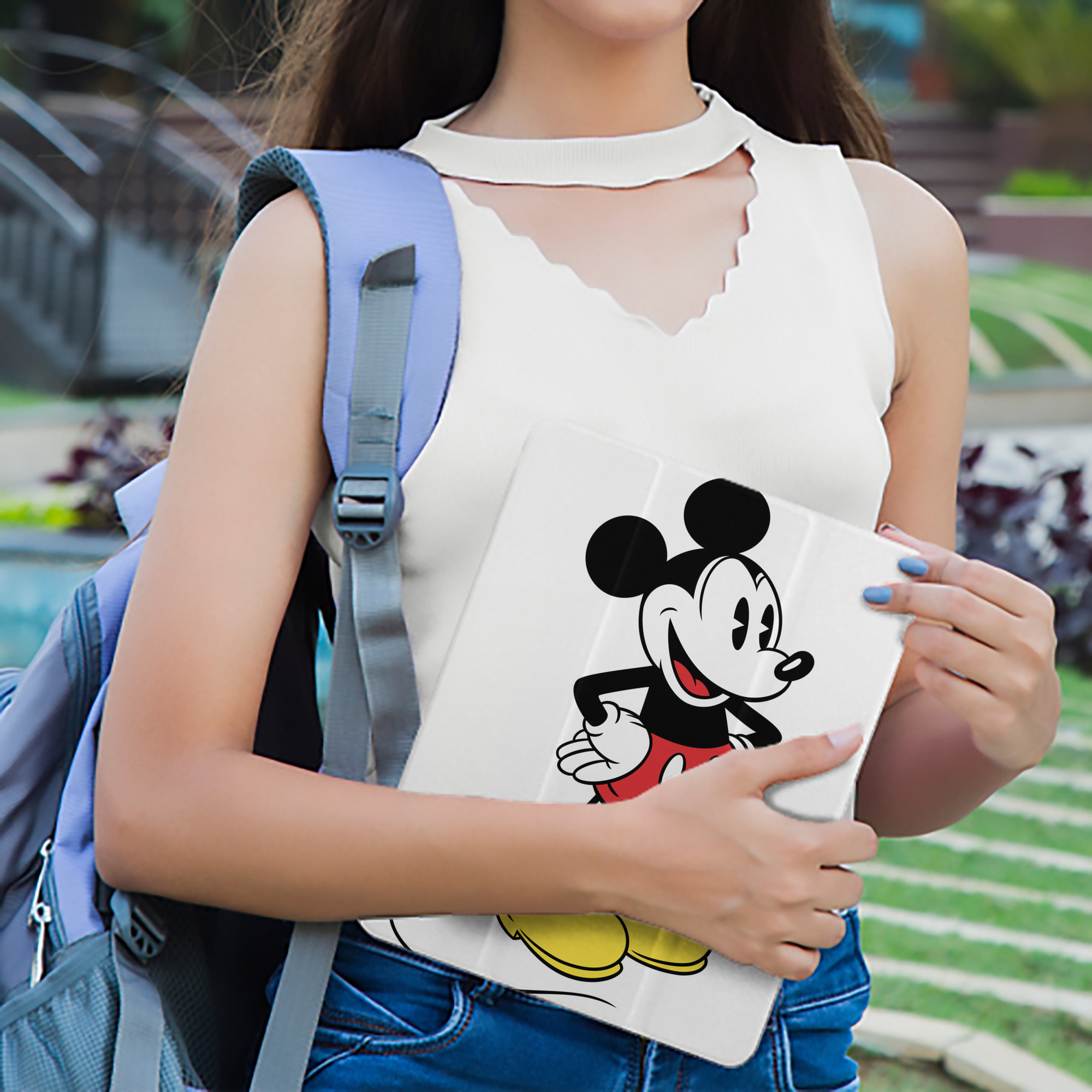 ミッキーマウス Mickey Mouse IPad ケース ペン収納付き 三つ折りスタンド PUレザー×シリコン 対応機種9.5/10.5/10.9インチ
