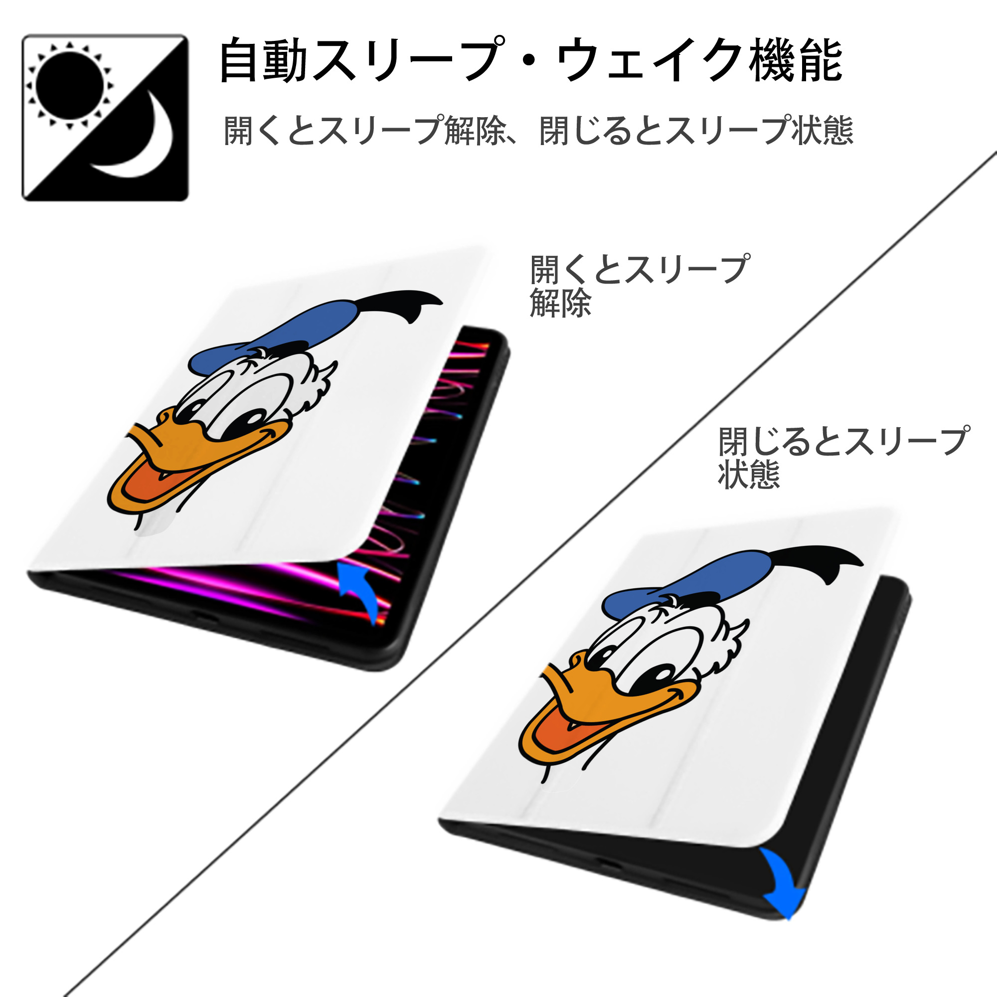 ミッキーマウス Mickey Mouse IPad ケース ペン収納付き 三つ折りスタンド PUレザー×シリコン 対応機種9.5/10.5/10.9インチ