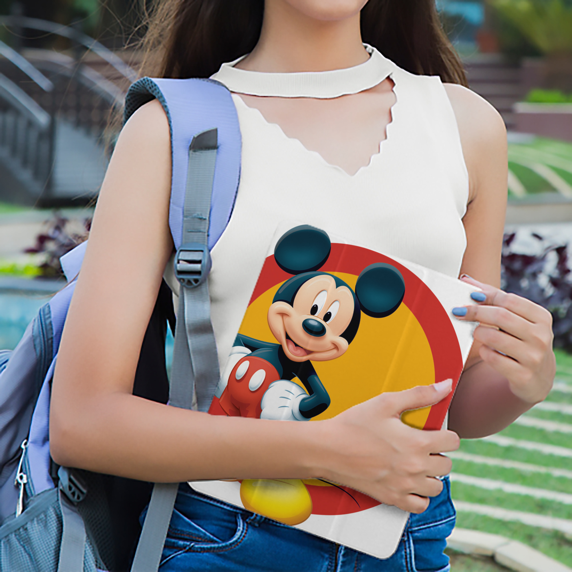 ミッキーマウス Mickey Mouse IPad ケース ペン収納付き 三つ折りスタンド PUレザー×シリコン 対応機種9.5/10.5/10.9インチ