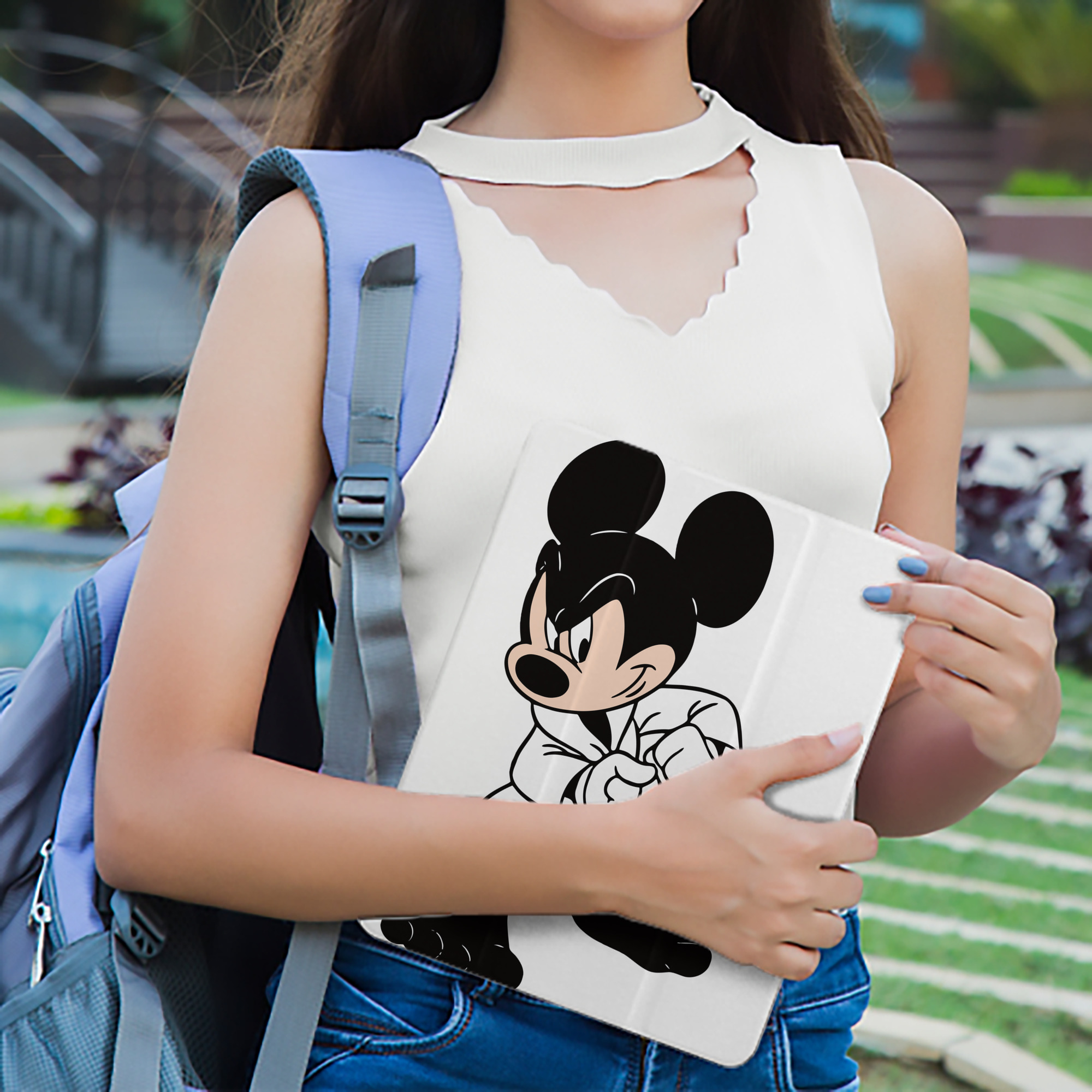 ミッキーマウス Mickey Mouse IPad ケース ペン収納付き 三つ折りスタンド PUレザー×シリコン 対応機種9.5/10.5/10.9インチ