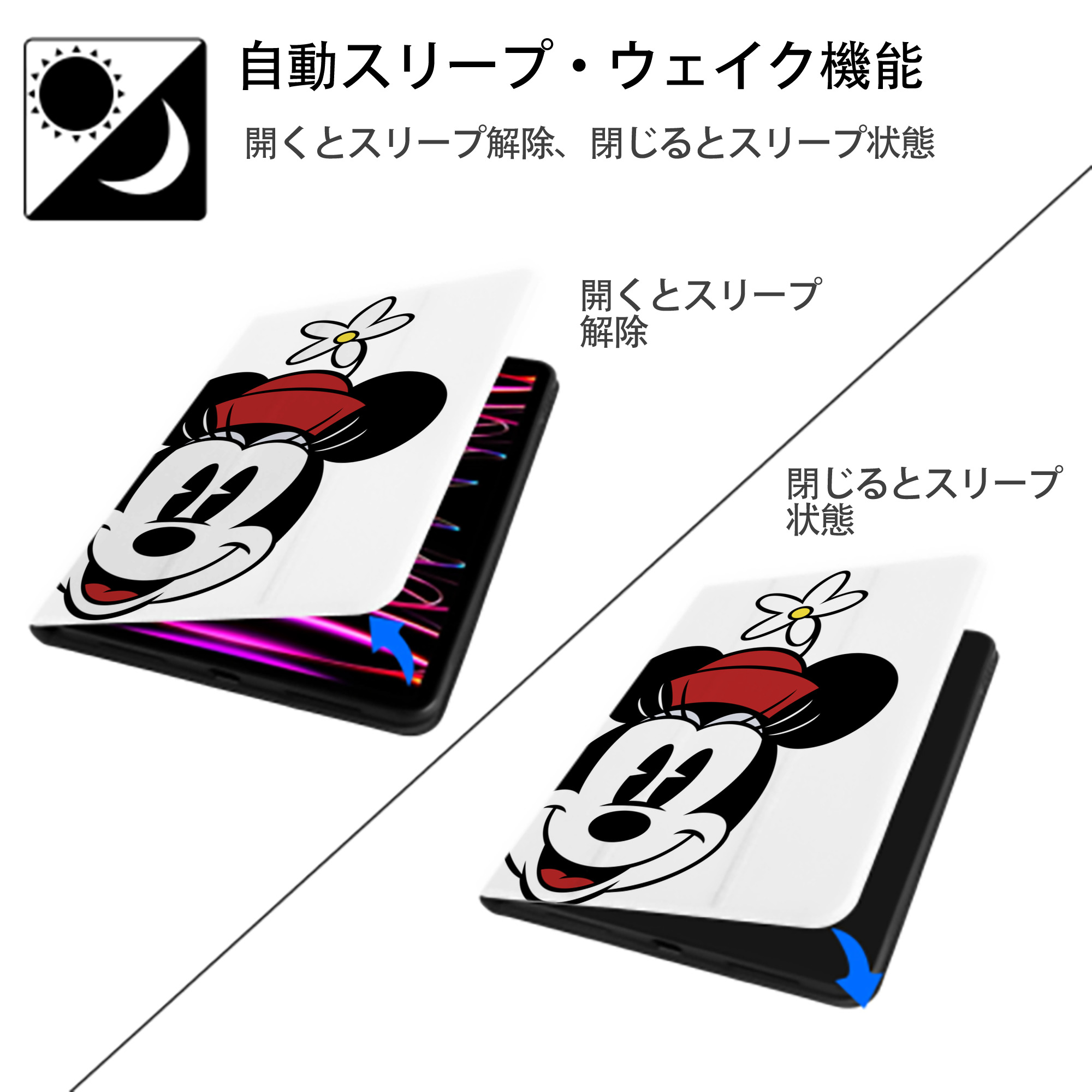 ミッキーマウス Mickey Mouse IPad ケース ペン収納付き 三つ折りスタンド PUレザー×シリコン 対応機種9.5/10.5/10.9インチ
