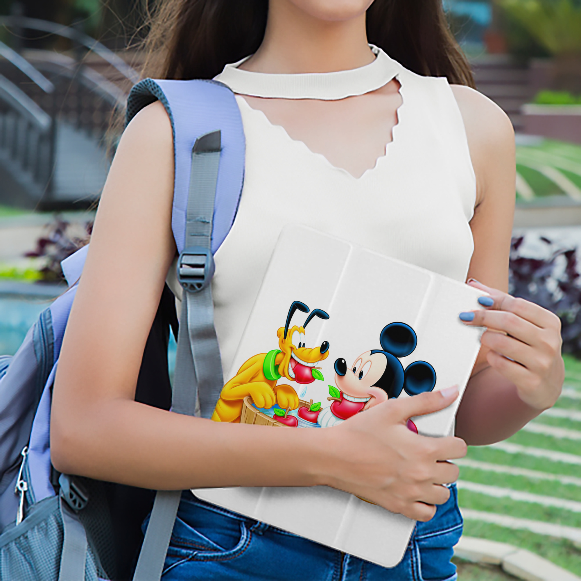 ミッキーマウス Mickey Mouse IPad ケース ペン収納付き 三つ折りスタンド PUレザー×シリコン 対応機種9.5/10.5/10.9インチ