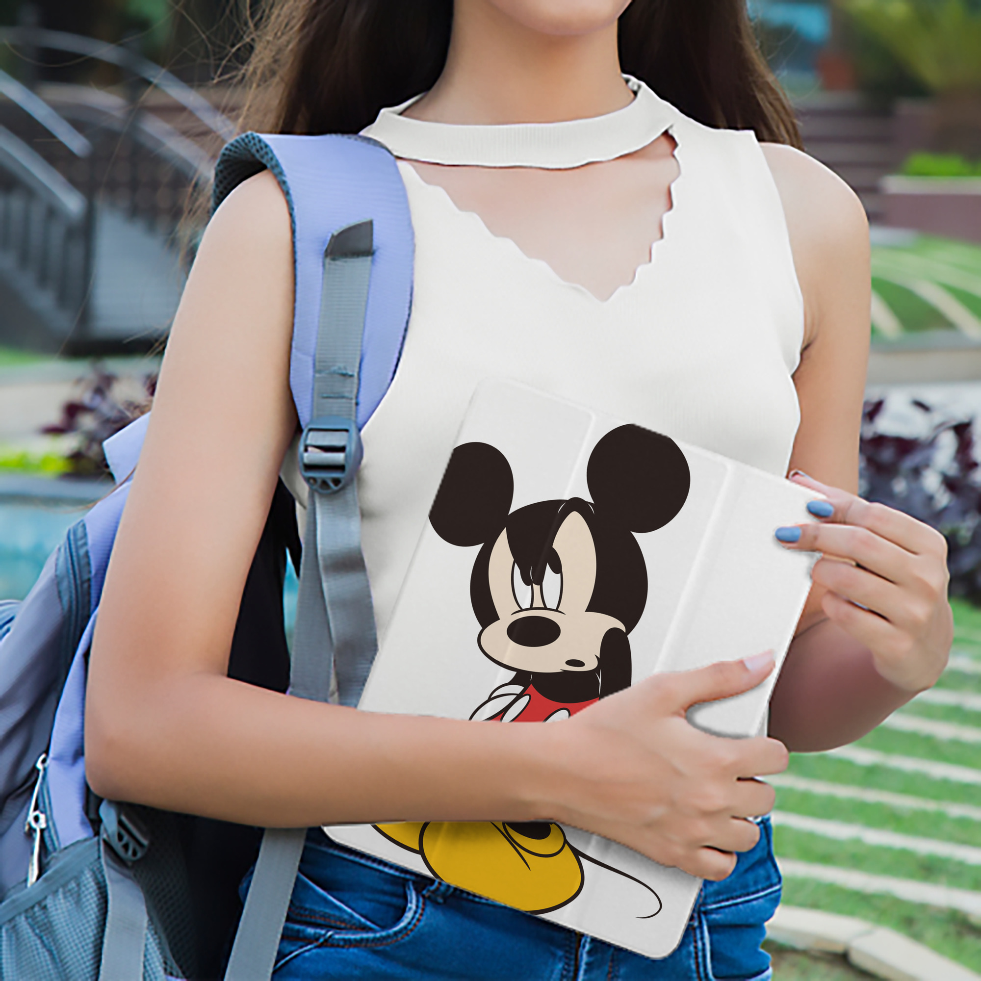 ミッキーマウス Mickey Mouse IPad ケース ペン収納付き 三つ折りスタンド PUレザー×シリコン 対応機種9.5/10.5/10.9インチ