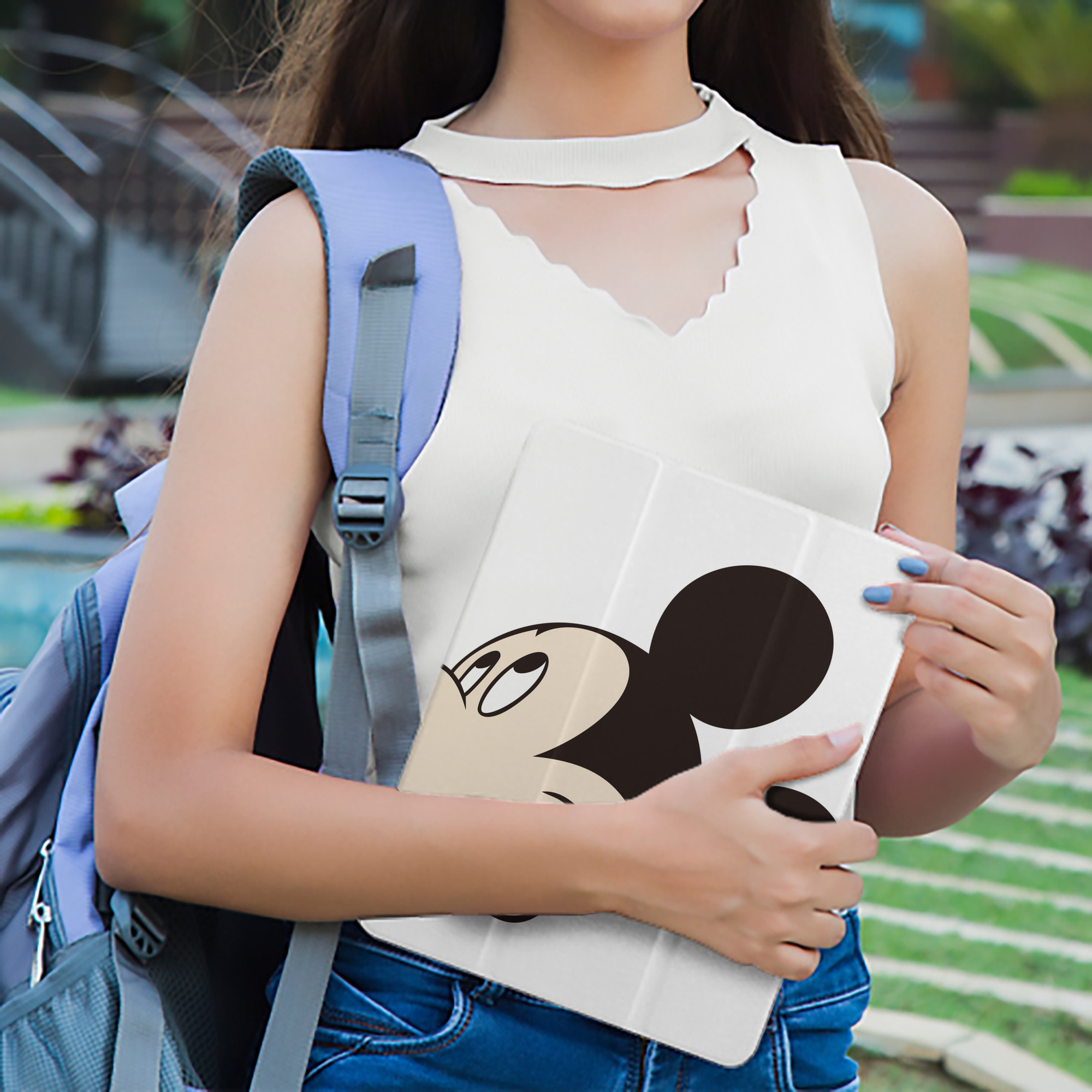 ミッキーマウス Mickey Mouse IPad ケース ペン収納付き 三つ折りスタンド PUレザー×シリコン 対応機種9.5/10.5/10.9インチ