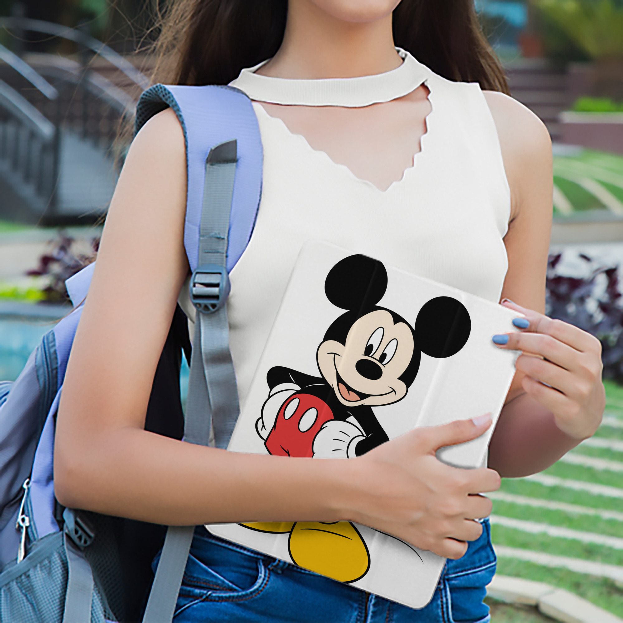 ミッキーマウス Mickey Mouse IPad ケース ペン収納付き 三つ折りスタンド PUレザー×シリコン 対応機種9.5/10.5/10.9インチ