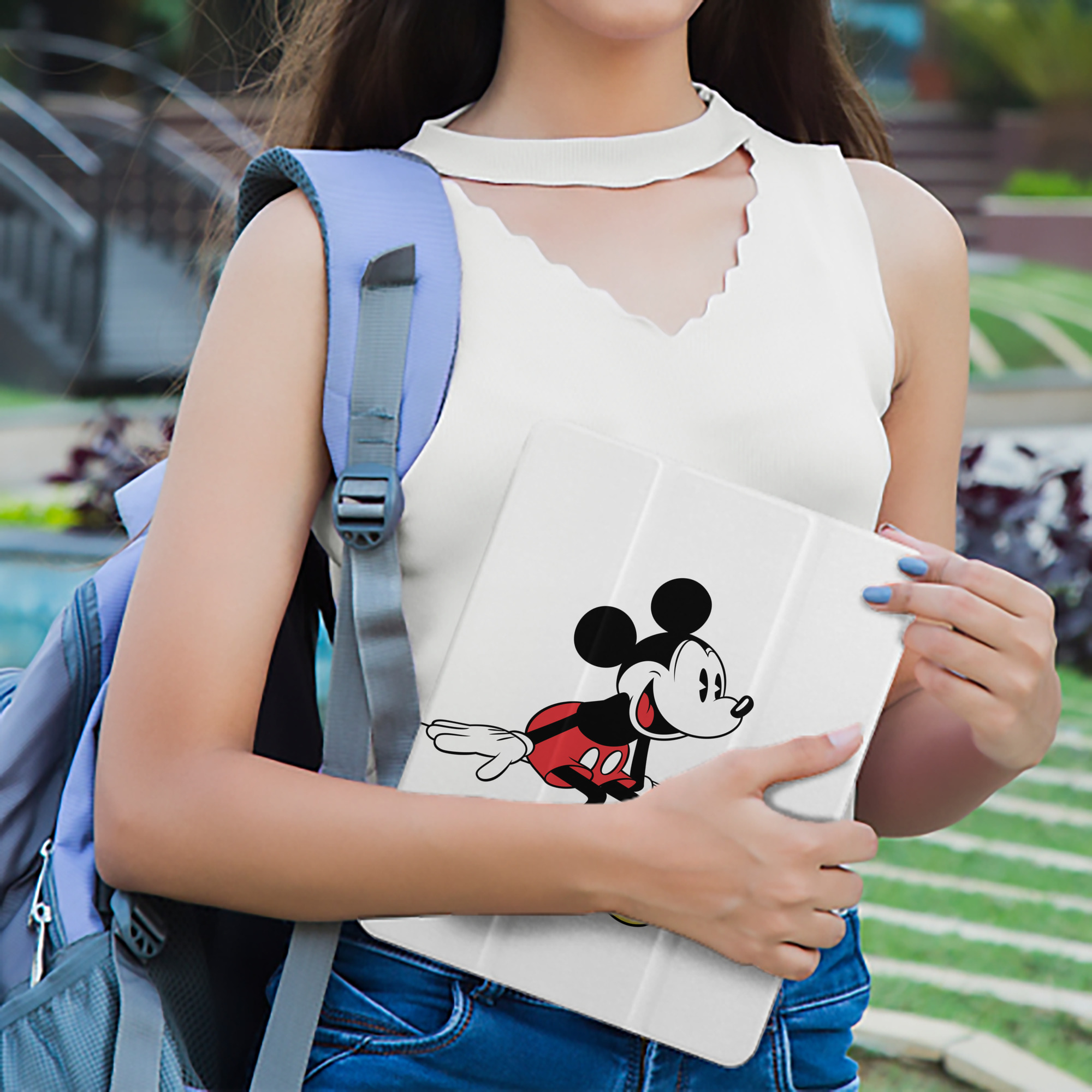 ミッキーマウス Mickey Mouse IPad ケース ペン収納付き 三つ折りスタンド PUレザー×シリコン 対応機種9.5/10.5/10.9インチ
