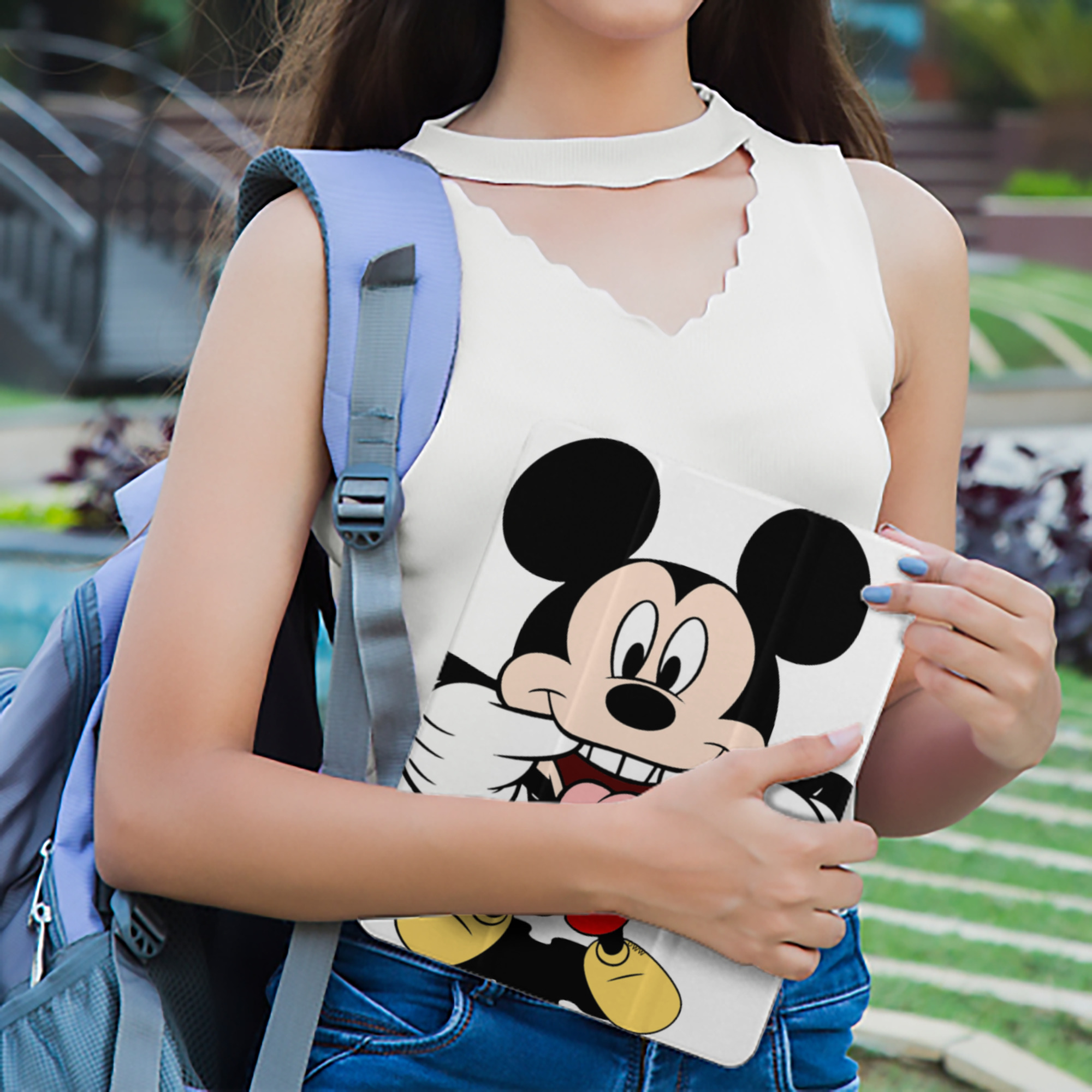 ミッキーマウス Mickey Mouse IPad ケース ペン収納付き 三つ折りスタンド PUレザー×シリコン 対応機種9.5/10.5/10.9インチ