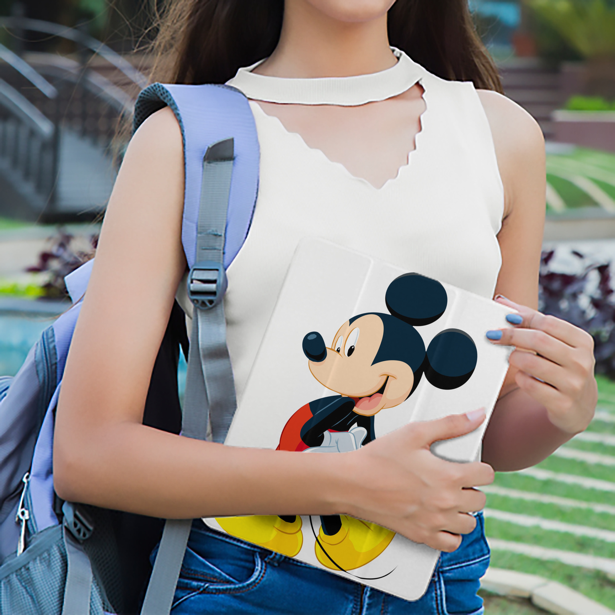 ミッキーマウス Mickey Mouse IPad ケース ペン収納付き 三つ折りスタンド PUレザー×シリコン 対応機種9.5/10.5/10.9インチ