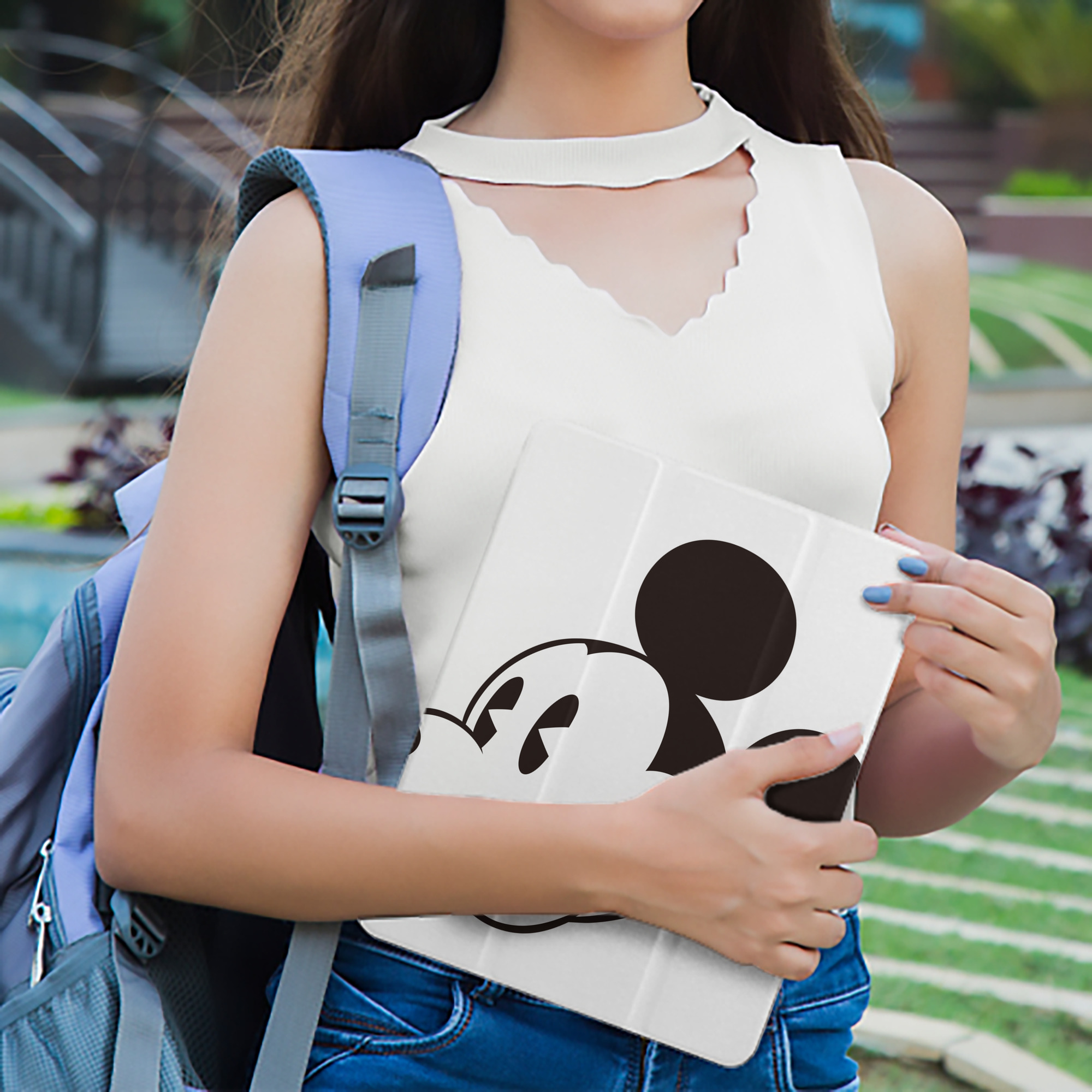 ミッキーマウス Mickey Mouse IPad ケース ペン収納付き 三つ折りスタンド PUレザー×シリコン 対応機種9.5/10.5/10.9インチ