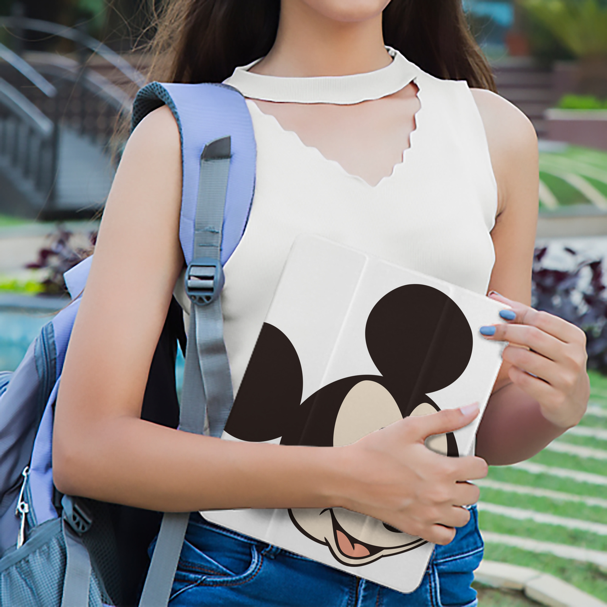 ミッキーマウス Mickey Mouse IPad ケース ペン収納付き 三つ折りスタンド PUレザー×シリコン 対応機種9.5/10.5/10.9インチ