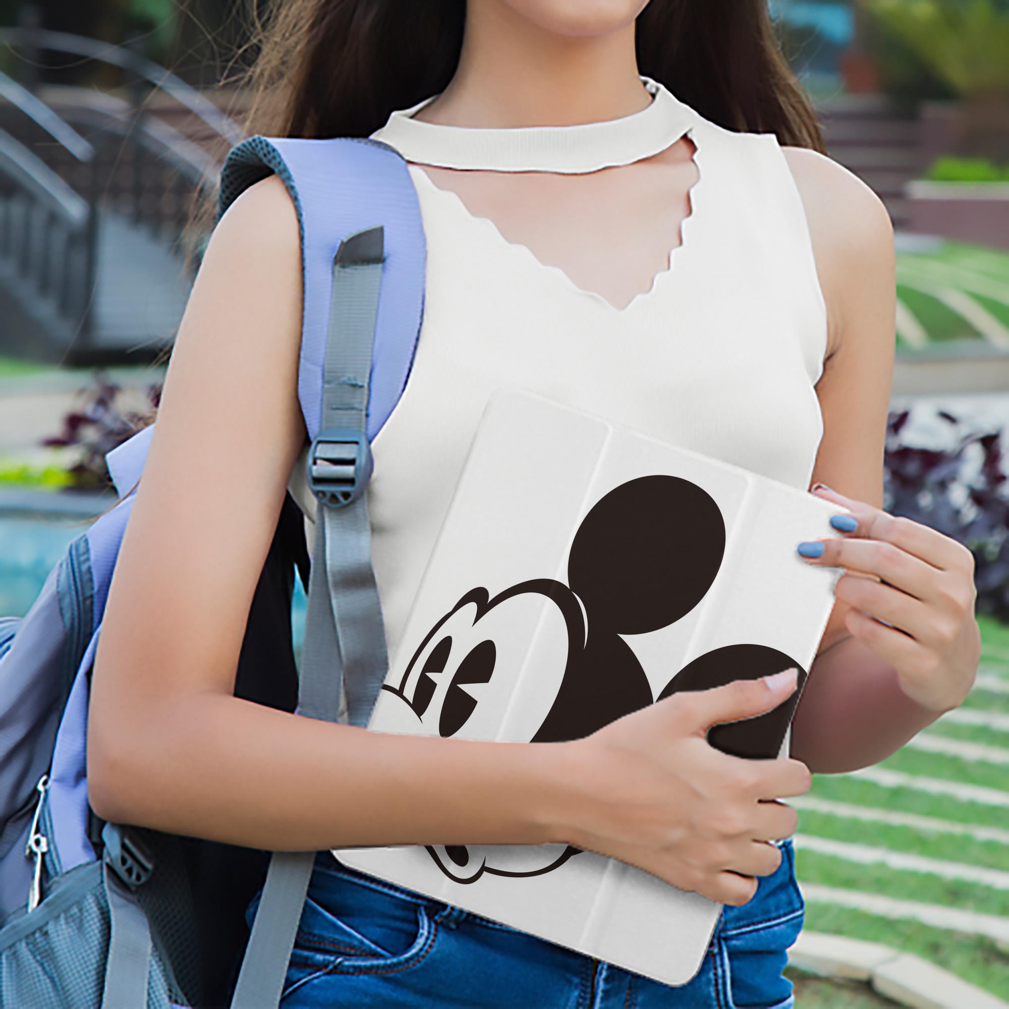 ミッキーマウス Mickey Mouse IPad ケース ペン収納付き 三つ折りスタンド PUレザー×シリコン 対応機種9.5/10.5/10.9インチ