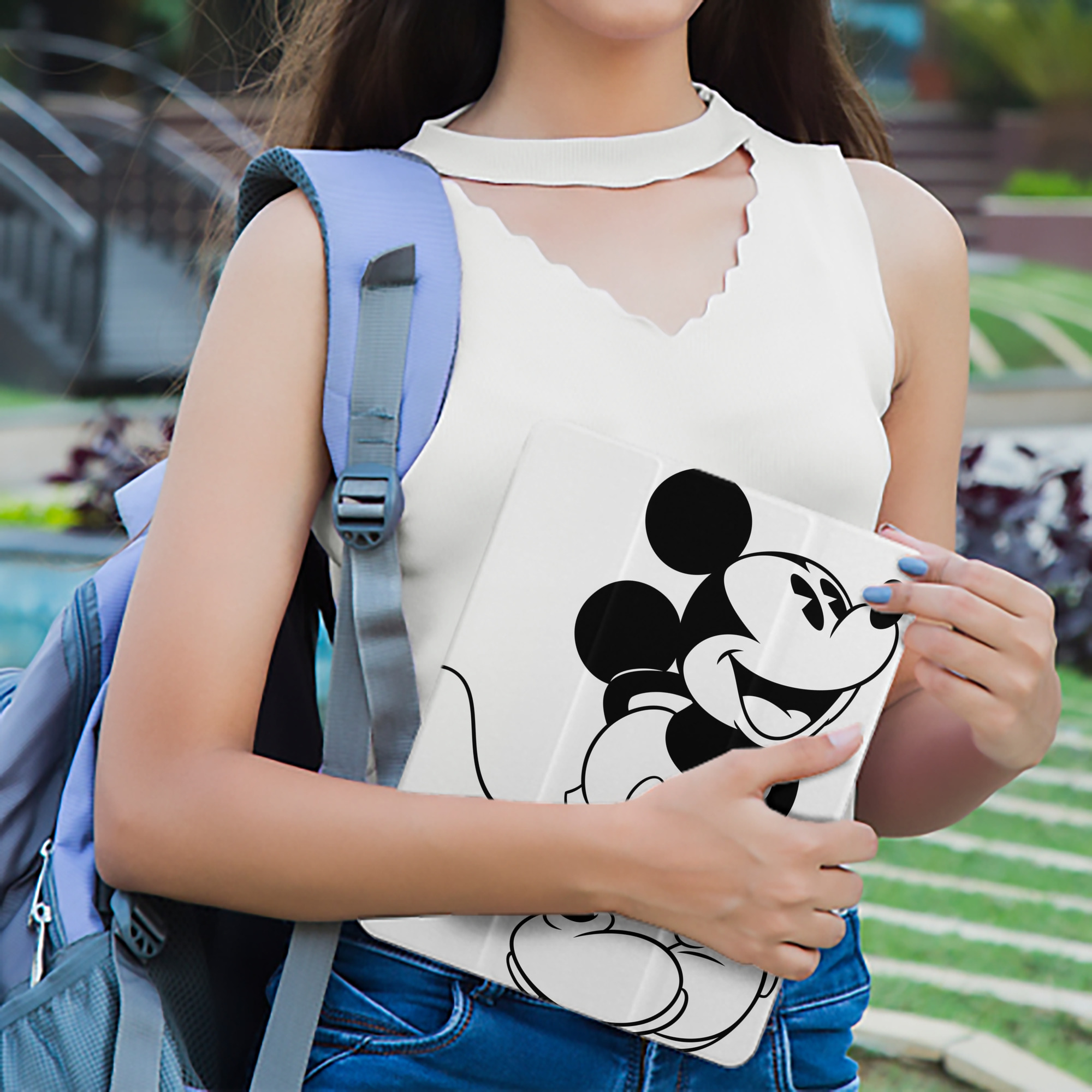 ミッキーマウス Mickey Mouse IPad ケース ペン収納付き 三つ折りスタンド PUレザー×シリコン 対応機種9.5/10.5/10.9インチ